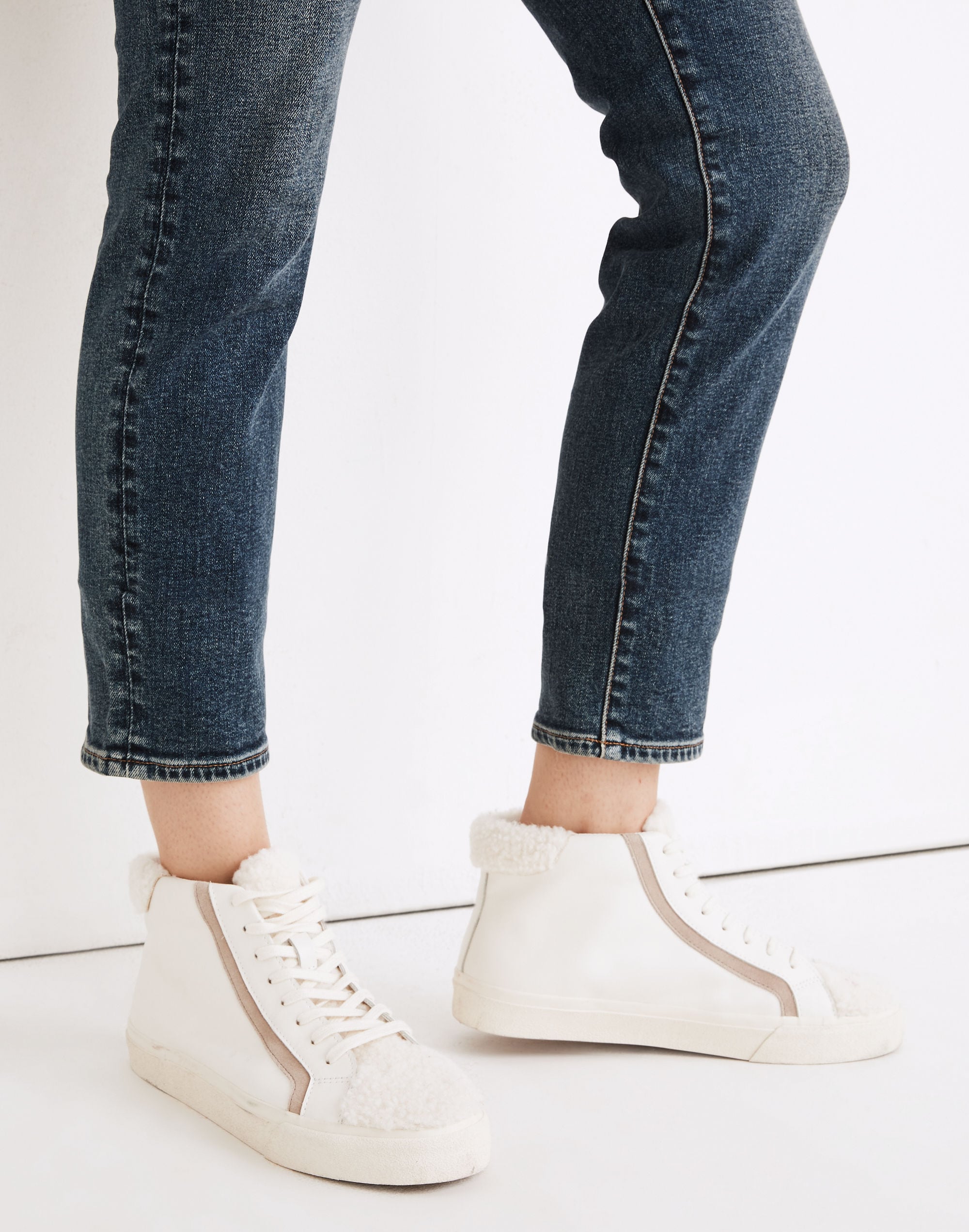 Sidewalk High-Top Sneakers in Leather: Sherpa Edition