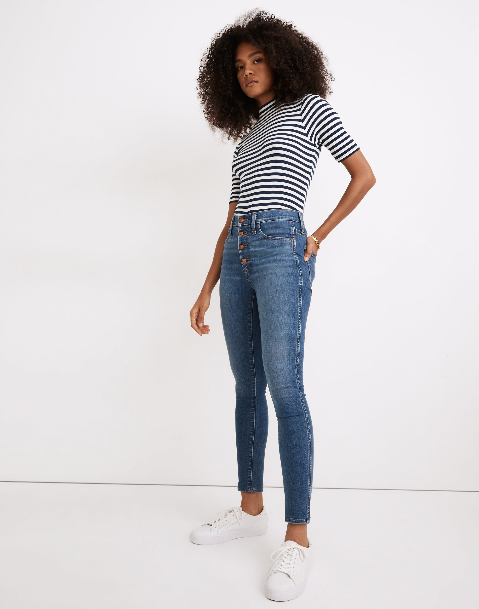 Petite 10" High-Rise Roadtripper Supersoft Skinny Jeans in Monroe Wash