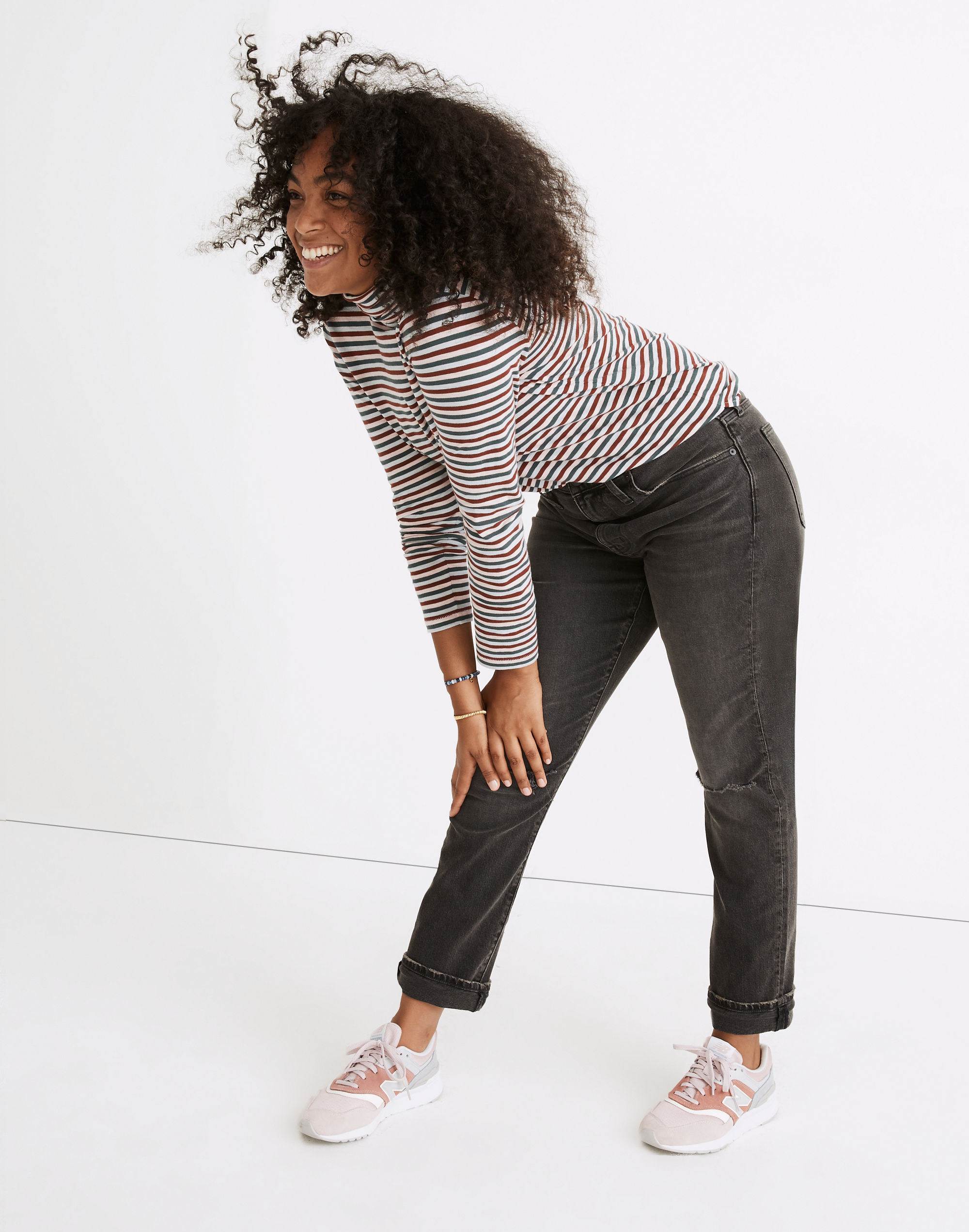 The High-Rise Slim Boyjean in Caton Wash: Ripped-Knee Edition