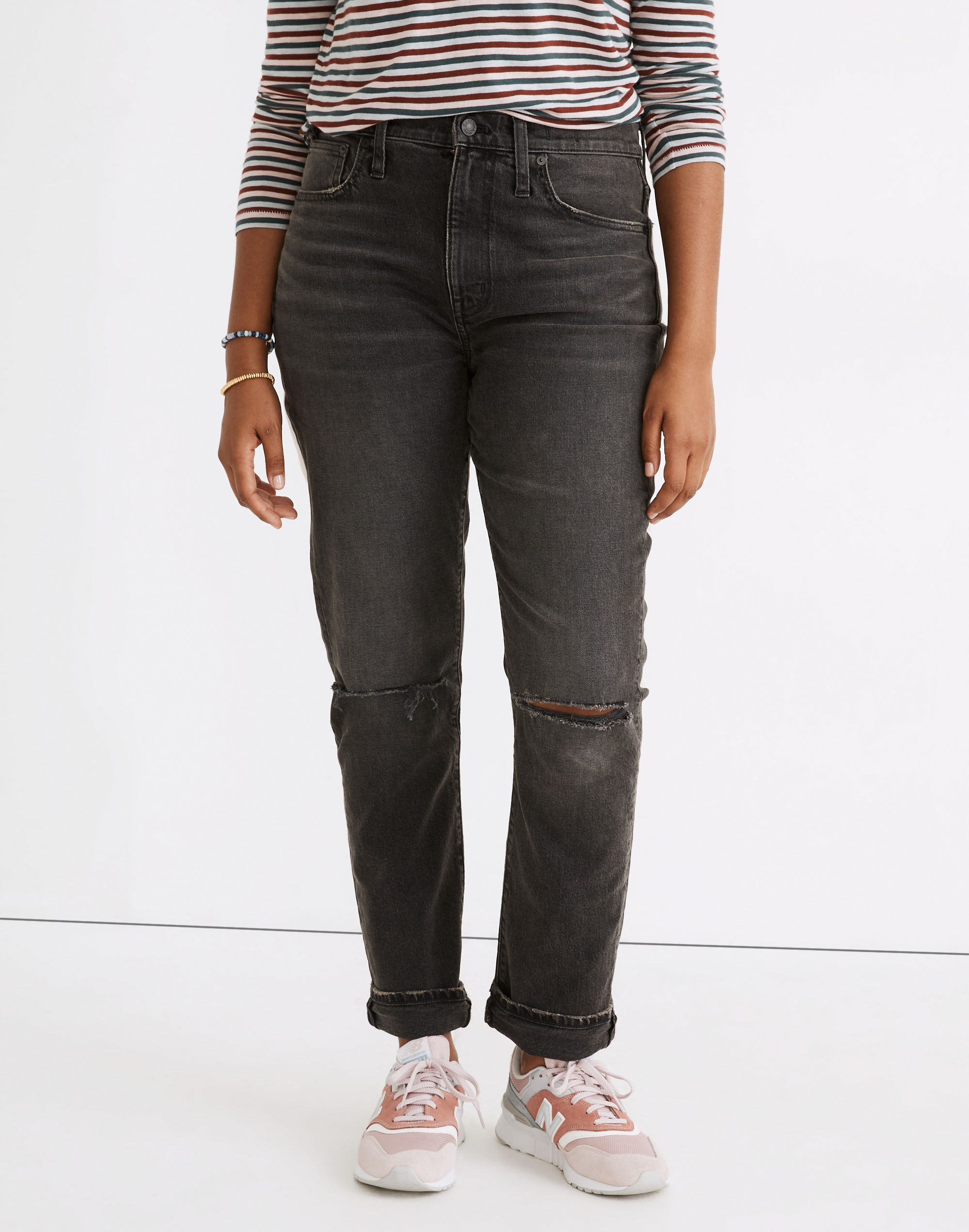 The High-Rise Slim Boyjean in Caton Wash: Ripped-Knee Edition