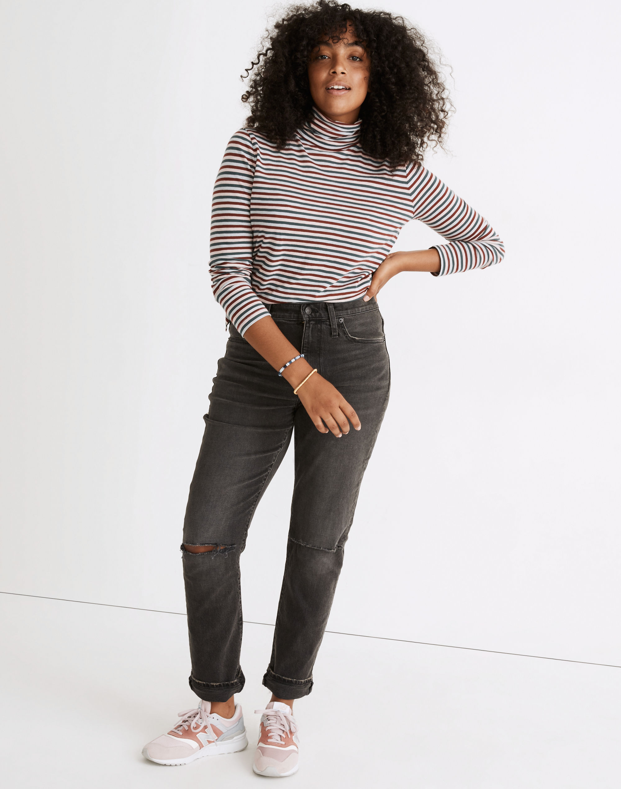 The High-Rise Slim Boyjean in Caton Wash: Ripped-Knee Edition