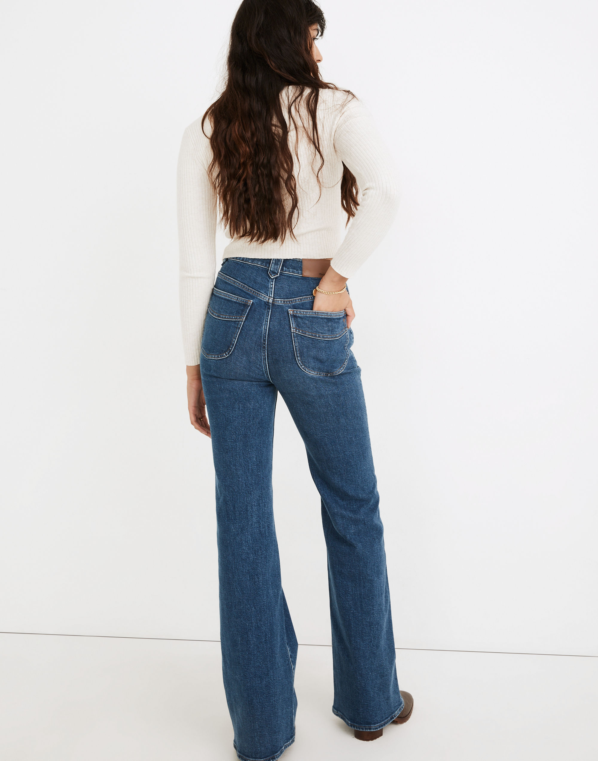 11" High-Rise Flare Jeans in Marcy Wash: Seamed Edition