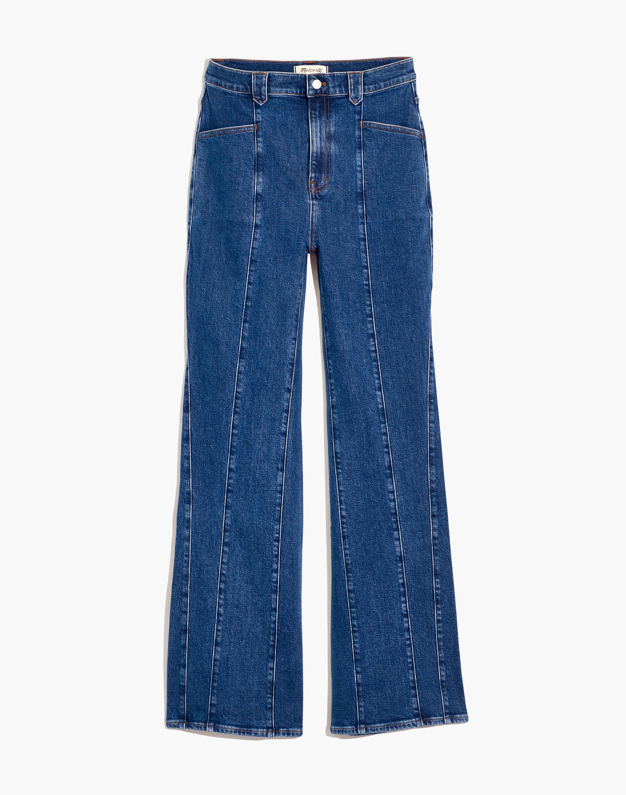 11" High-Rise Flare Jeans in Marcy Wash: Seamed Edition