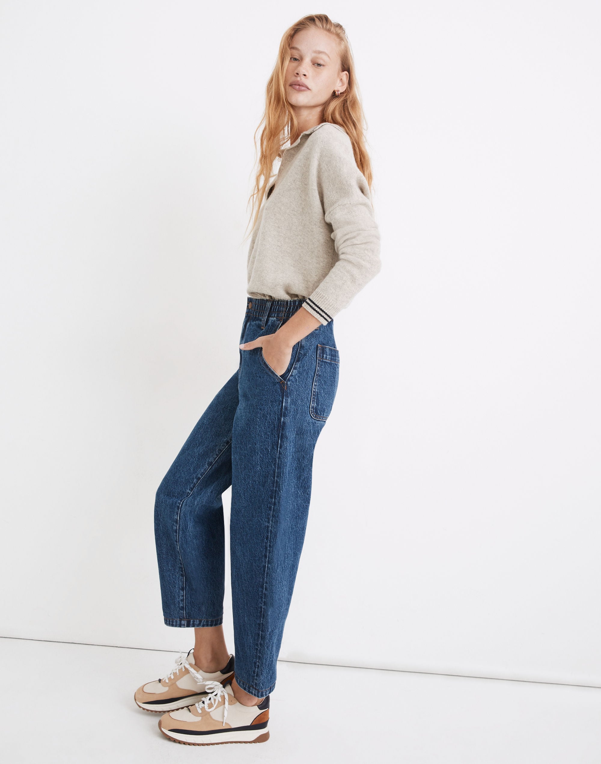 Pull-On Balloon Jeans in Morningside Wash: TENCEL&trade; Denim Edition