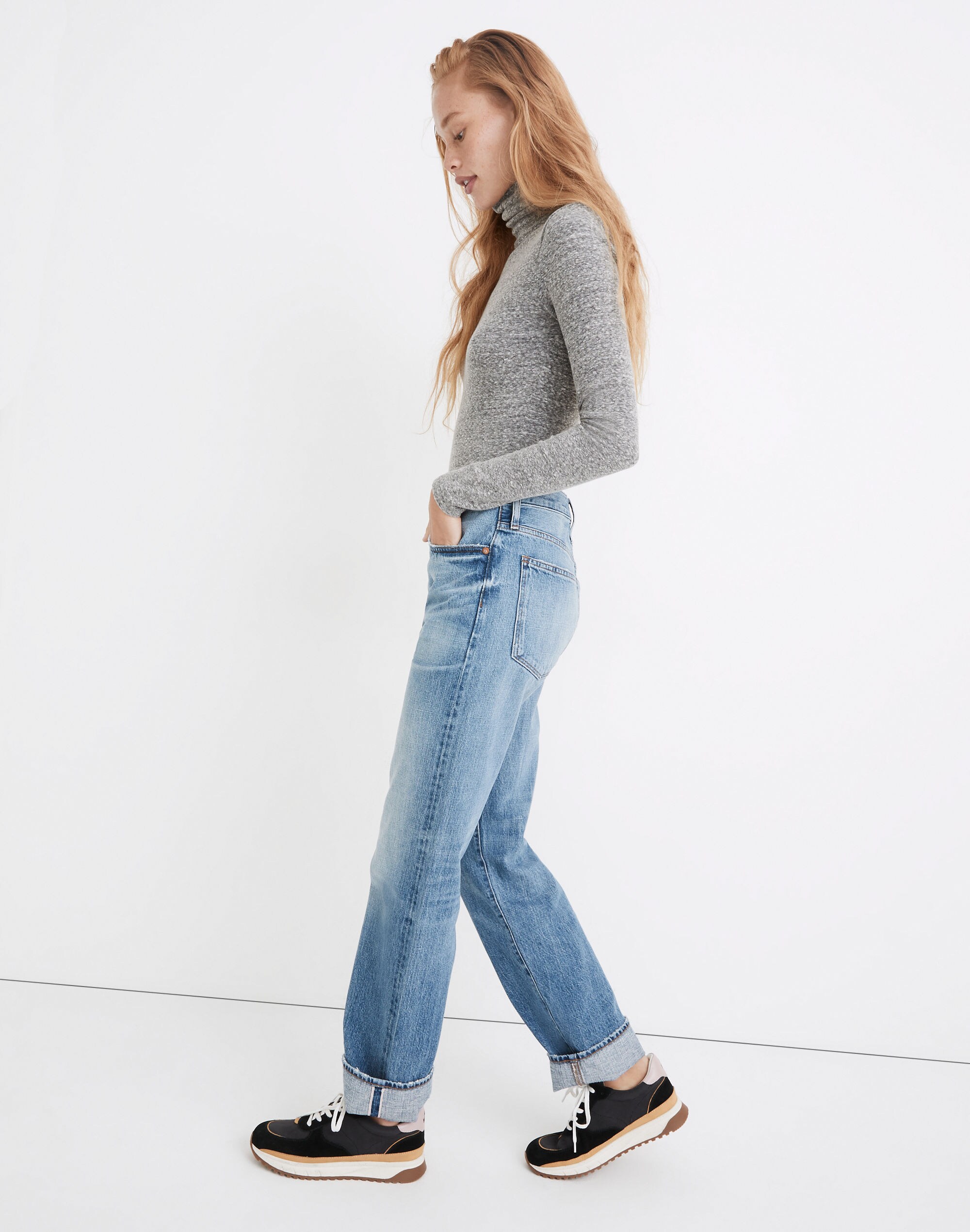 Rivet & Thread Selvedge High-Rise Straight Full-Length Jeans in