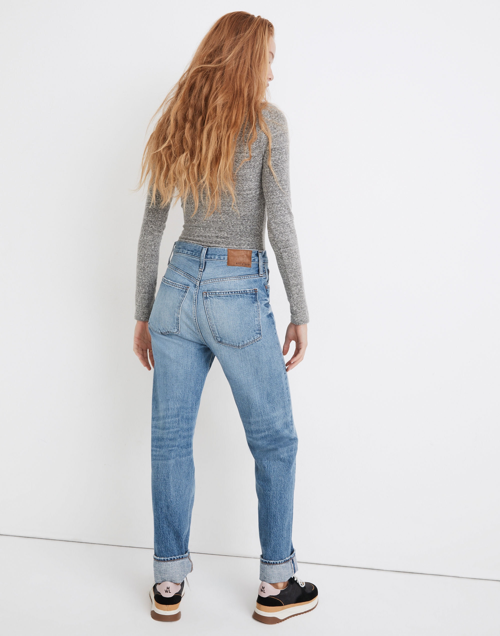 Rivet &amp; Thread Selvedge High-Rise Straight Full-Length Jeans in Maxdale Wash