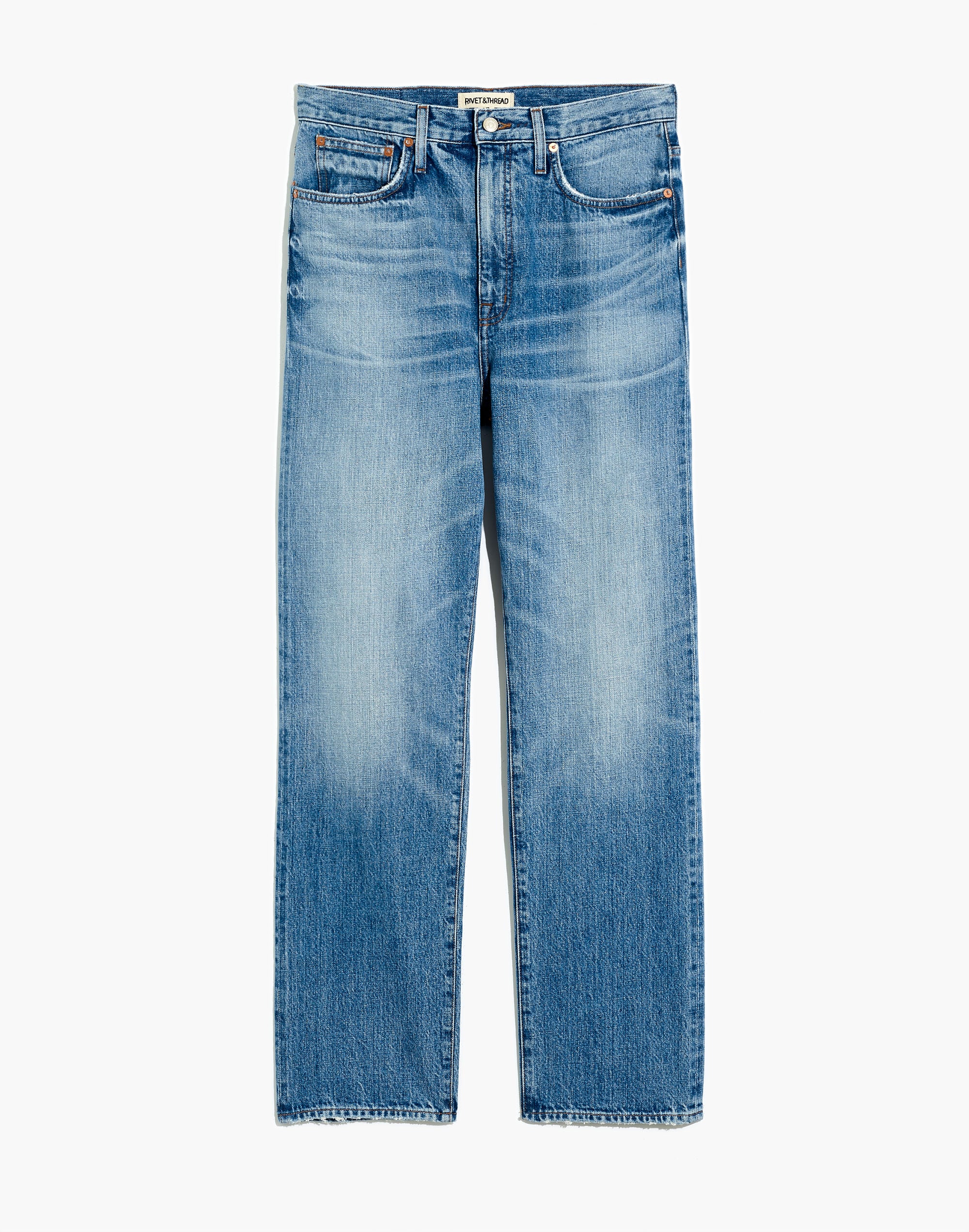 Rivet &amp; Thread Selvedge High-Rise Straight Full-Length Jeans in Maxdale Wash