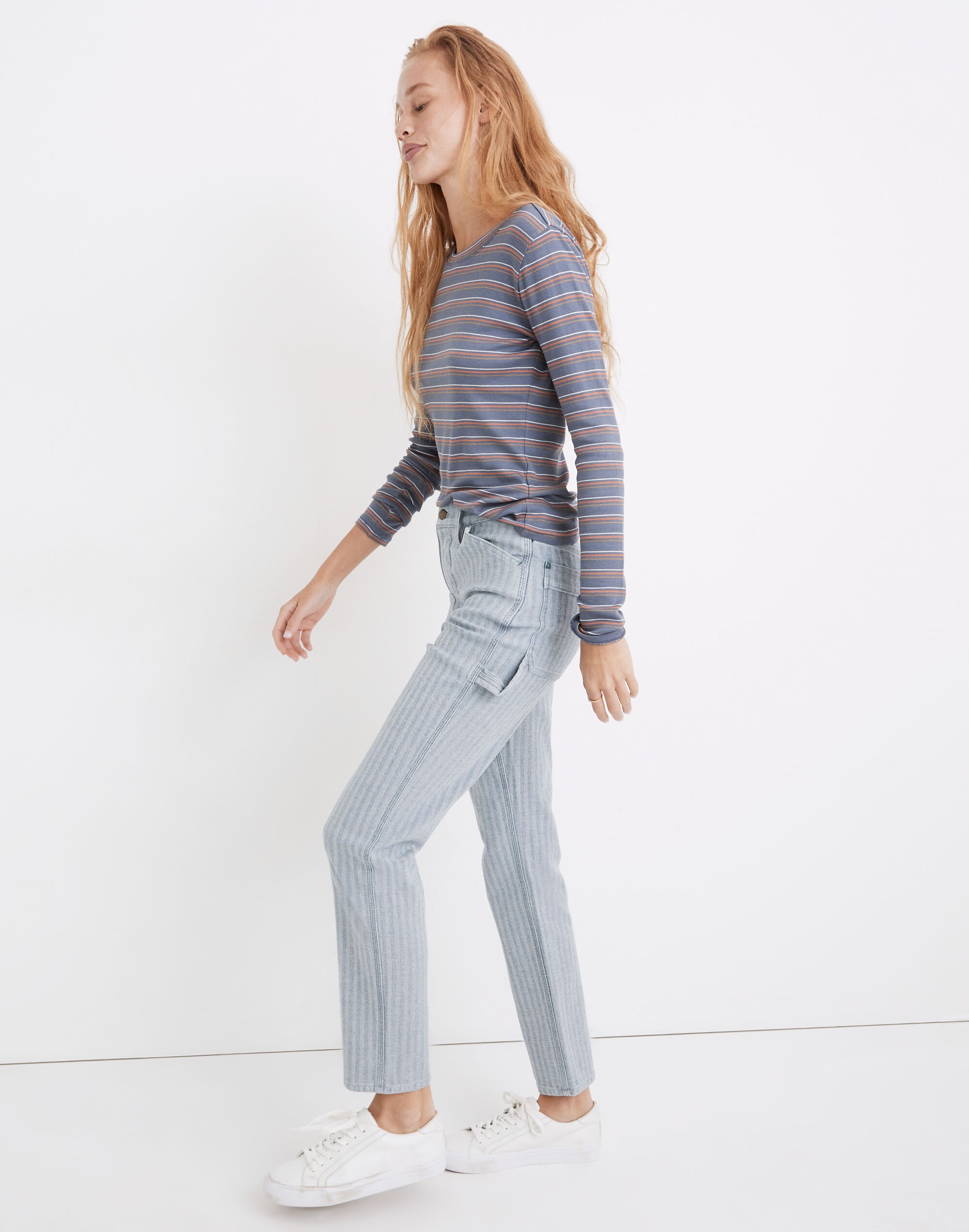 Workwear Collection Herringbone Denim High-Rise Tapered Pants
