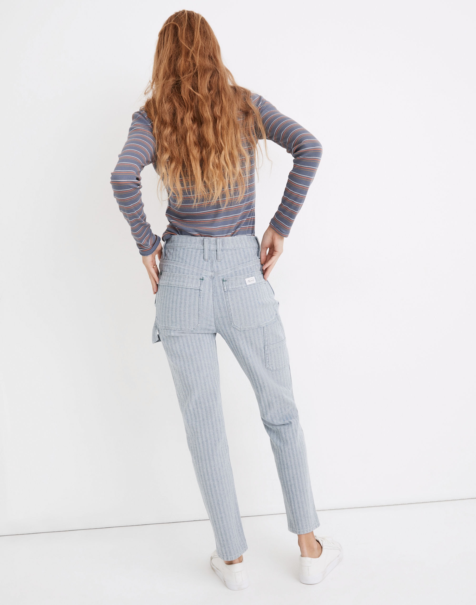 Workwear Collection Herringbone Denim High-Rise Tapered Pants