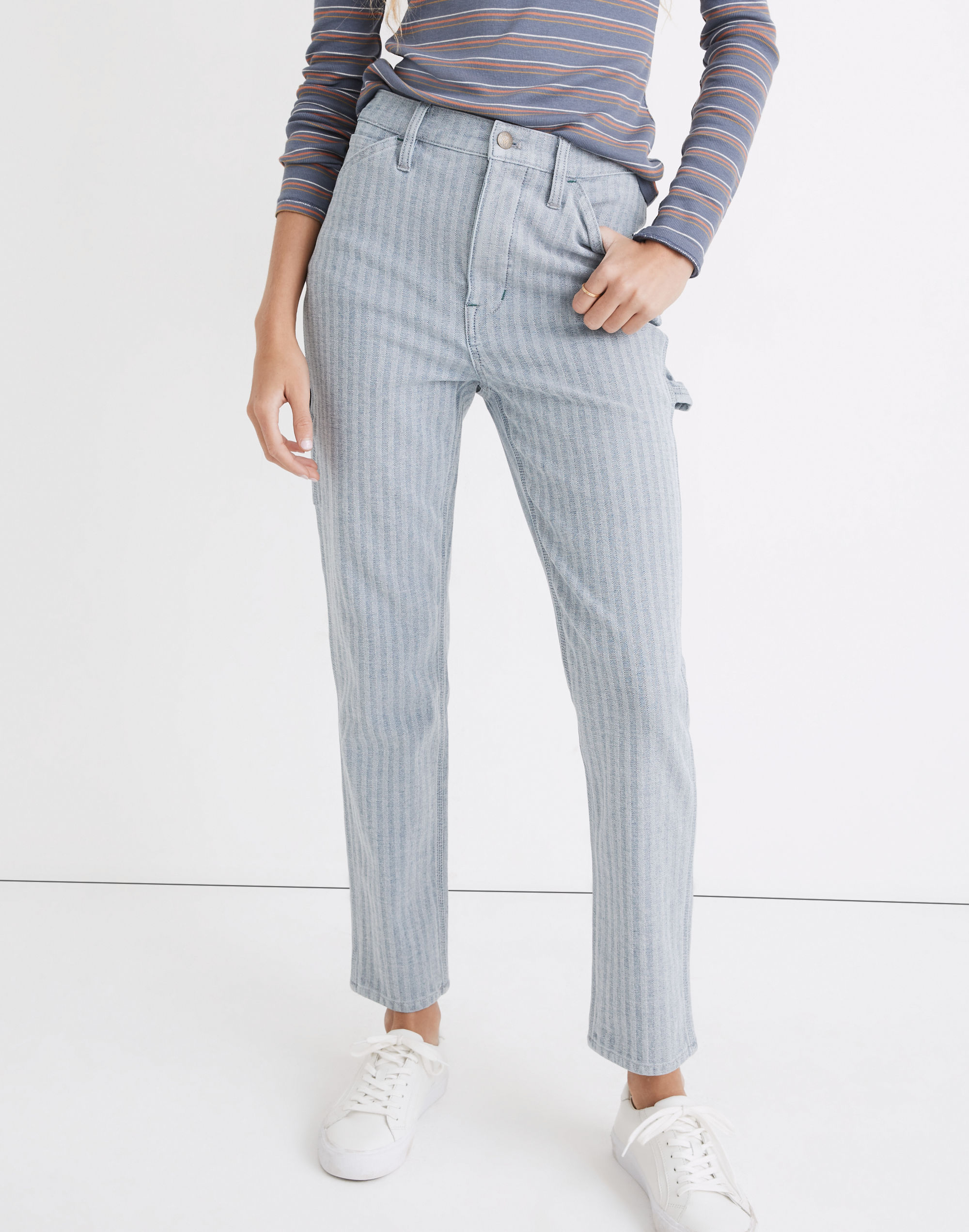 Workwear Collection Herringbone Denim High-Rise Tapered Pants