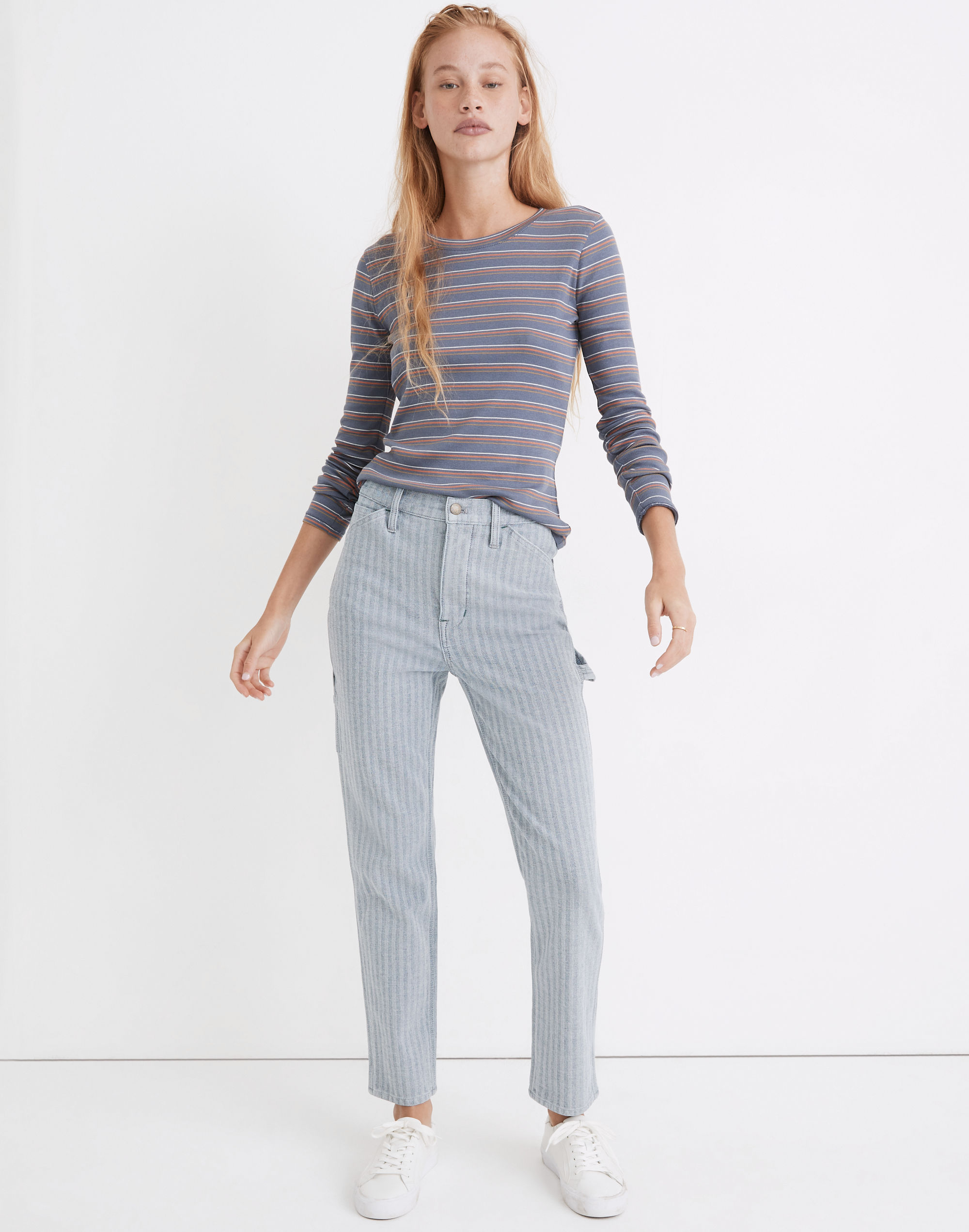 Workwear Collection Herringbone Denim High-Rise Tapered Pants