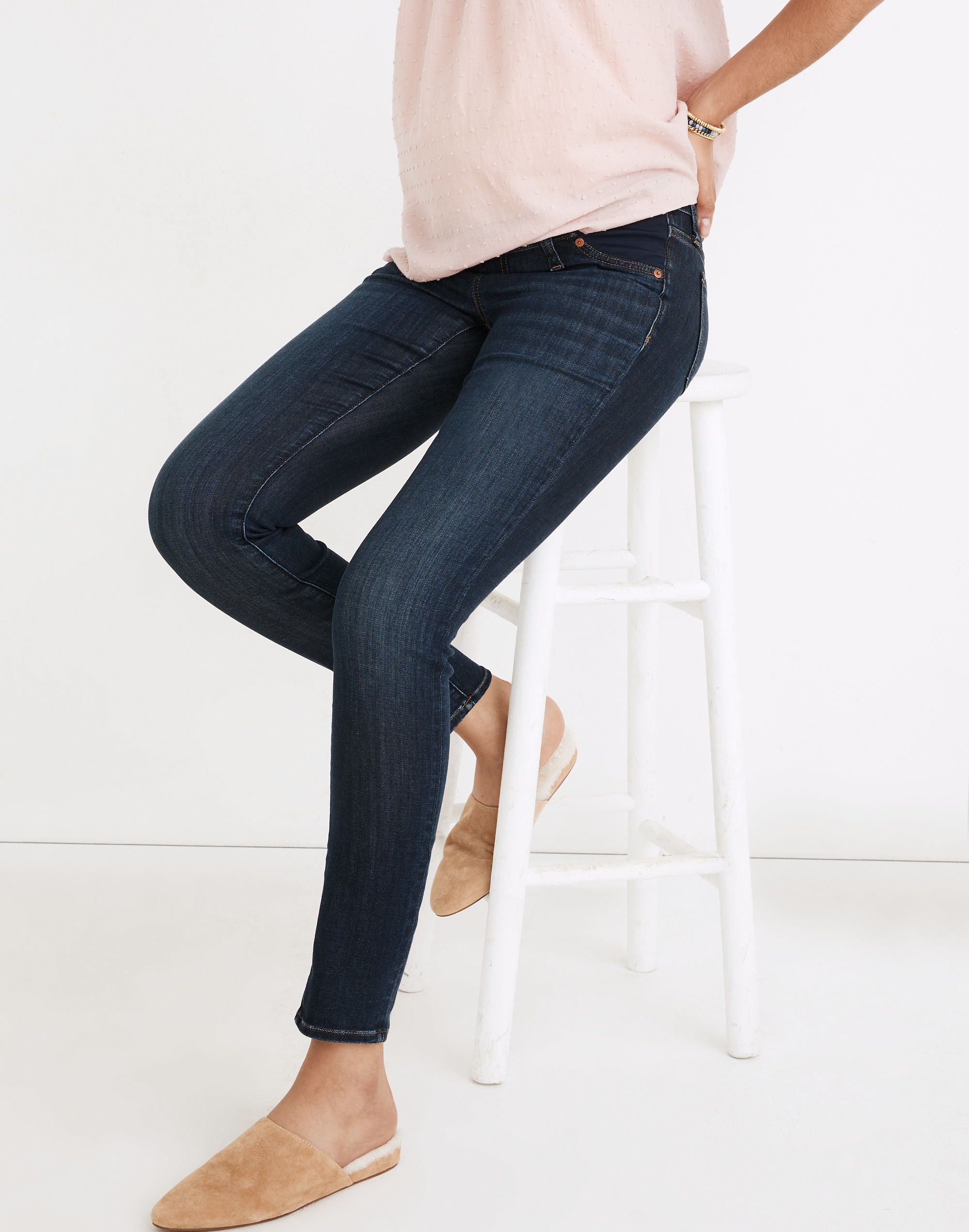 Maternity Side-Panel Skinny Jeans in Woodland Wash: Adjustable TENCEL&trade; Denim Edition