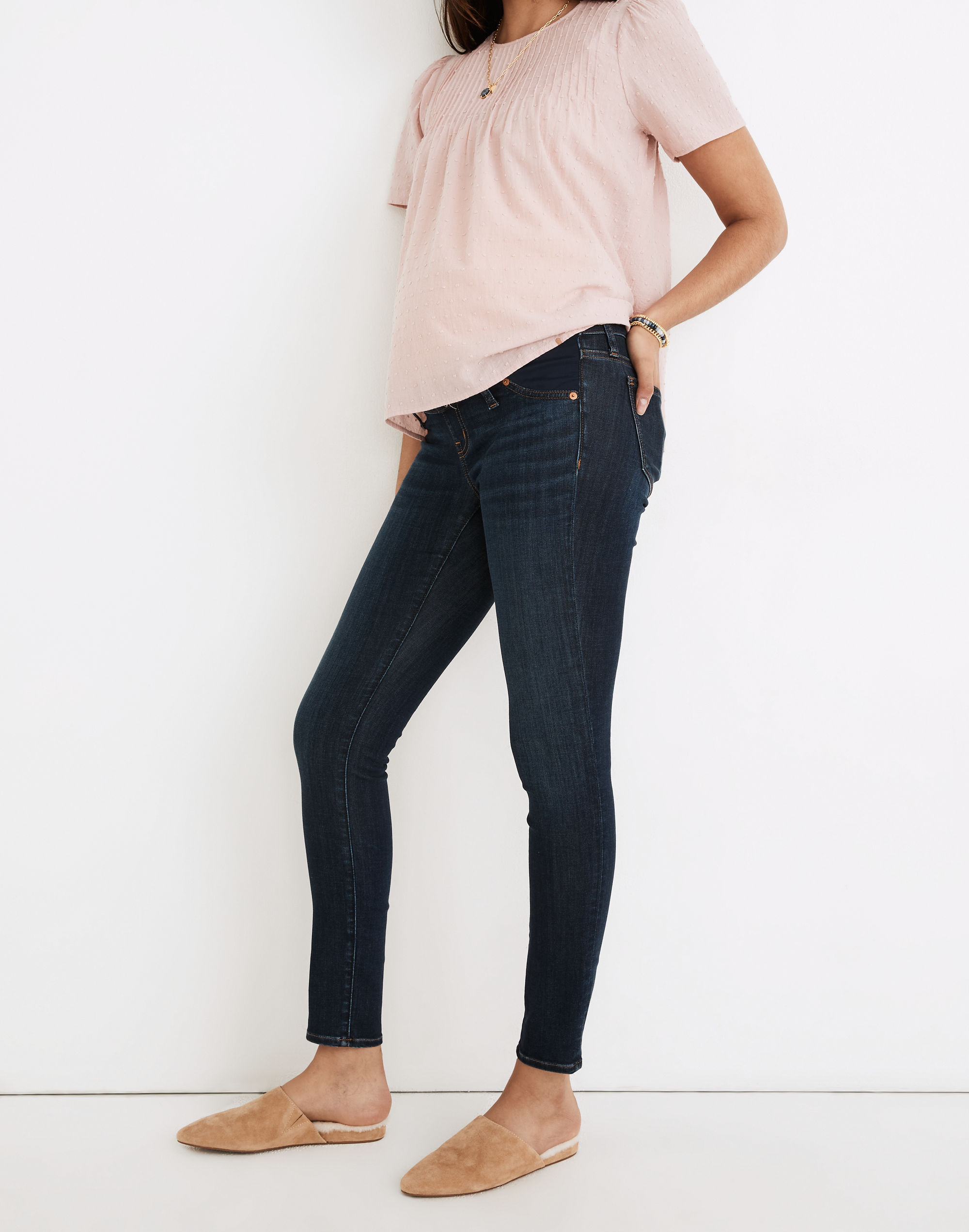 Maternity Side-Panel Skinny Jeans in Woodland Wash: Adjustable TENCEL&trade; Denim Edition