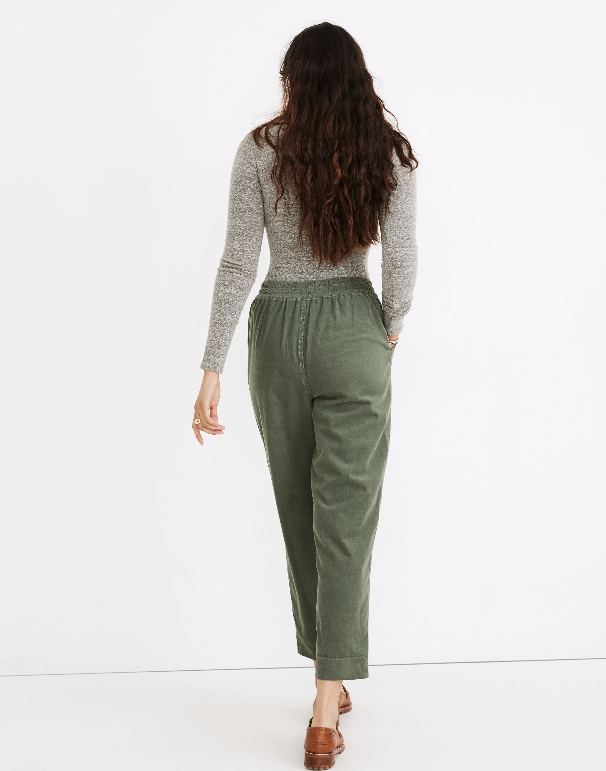 Tapered Huston Pull-On Crop Pants in Corduroy