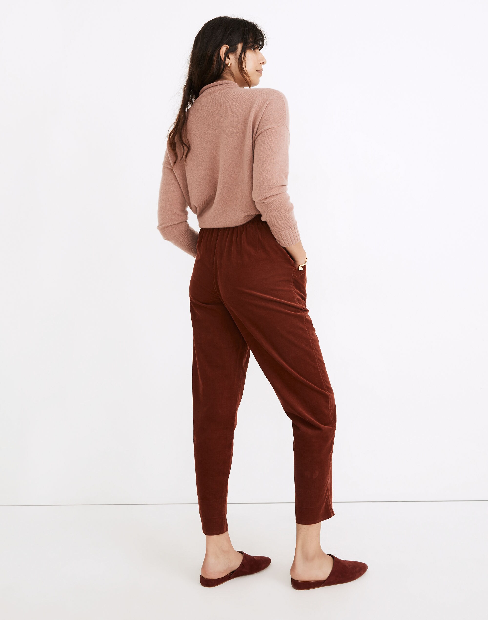 Tapered Huston Pull-On Crop Pants in Corduroy