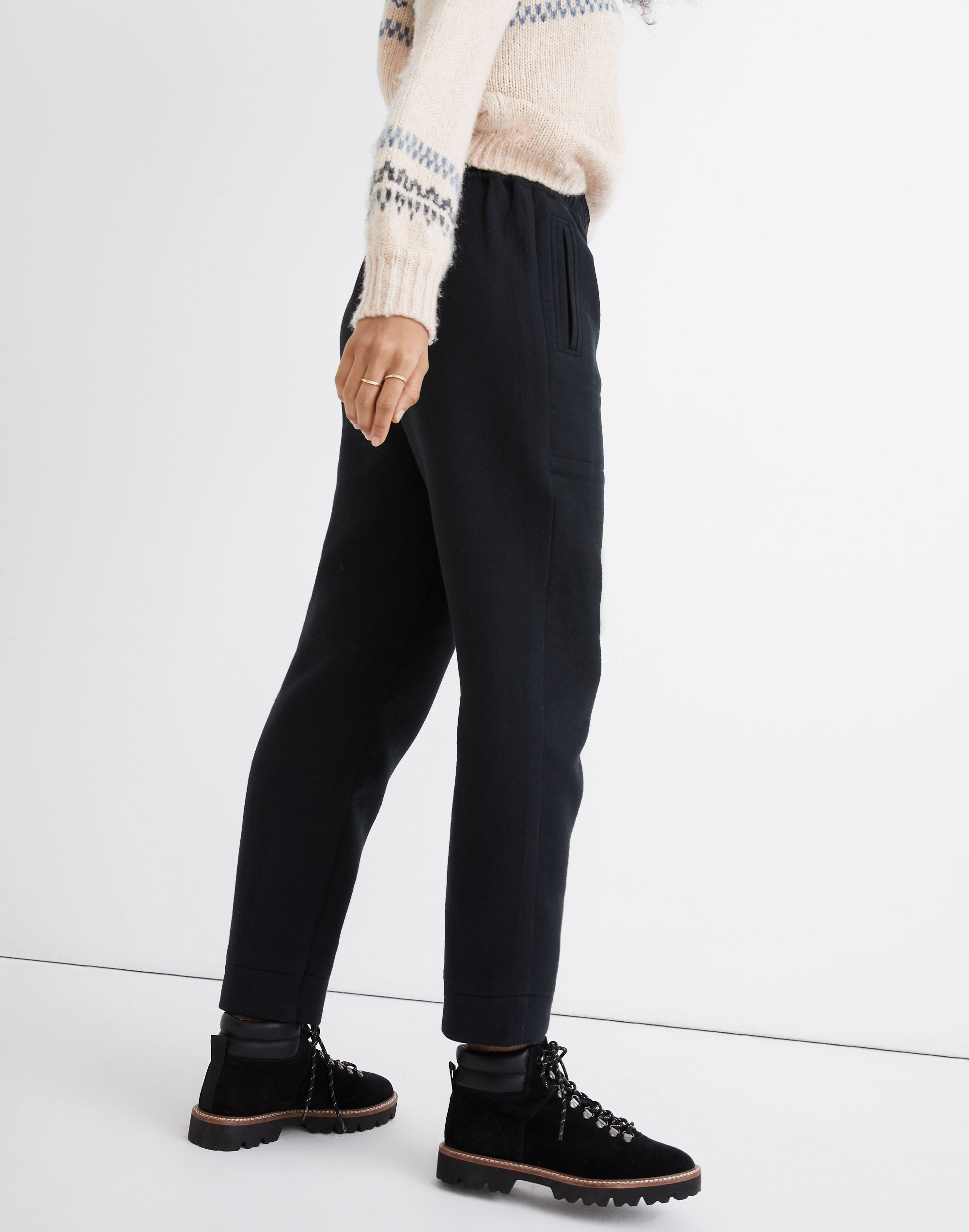 Waffleback Pull-On High-Rise Tapered Pants