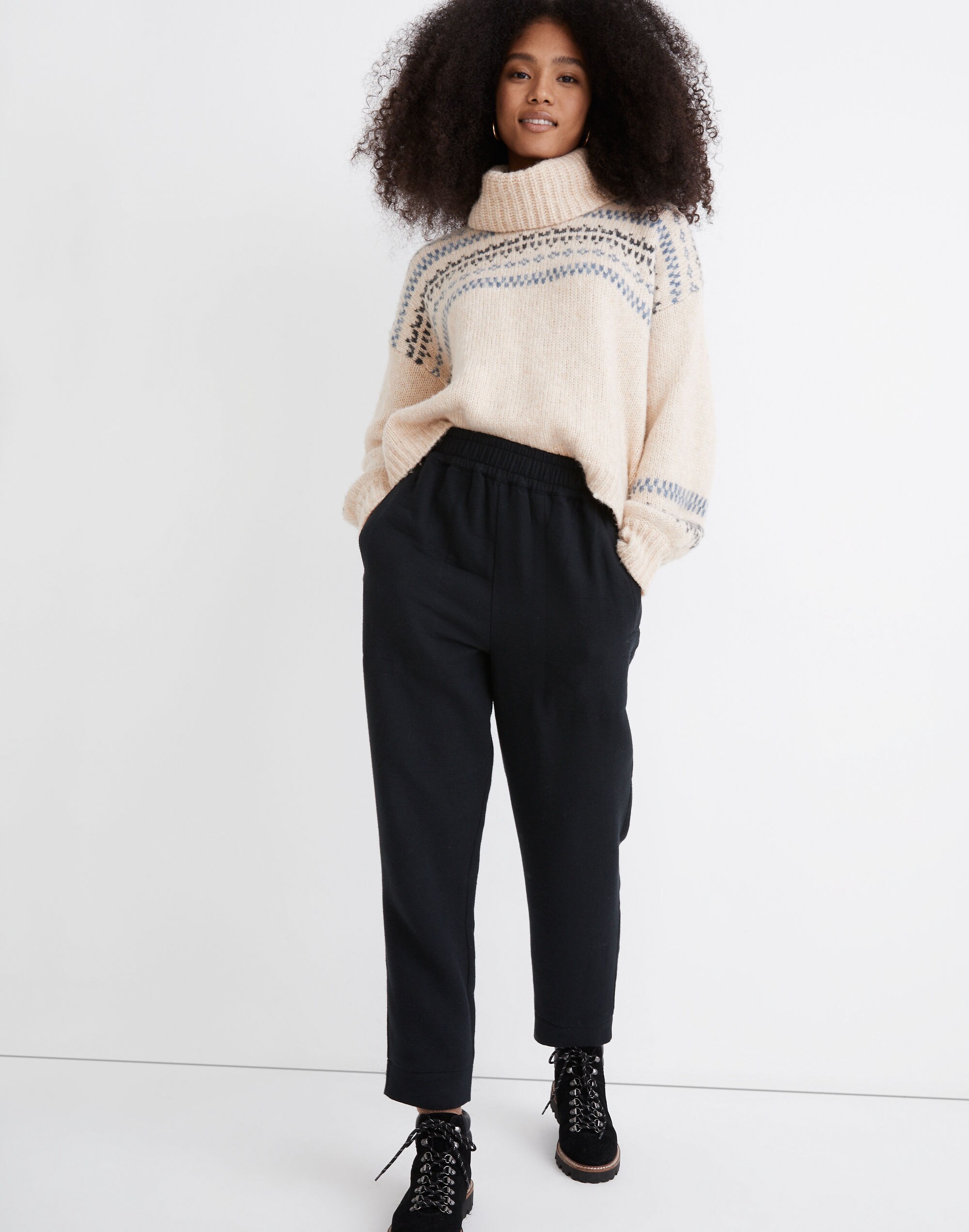 Waffleback Pull-On High-Rise Tapered Pants