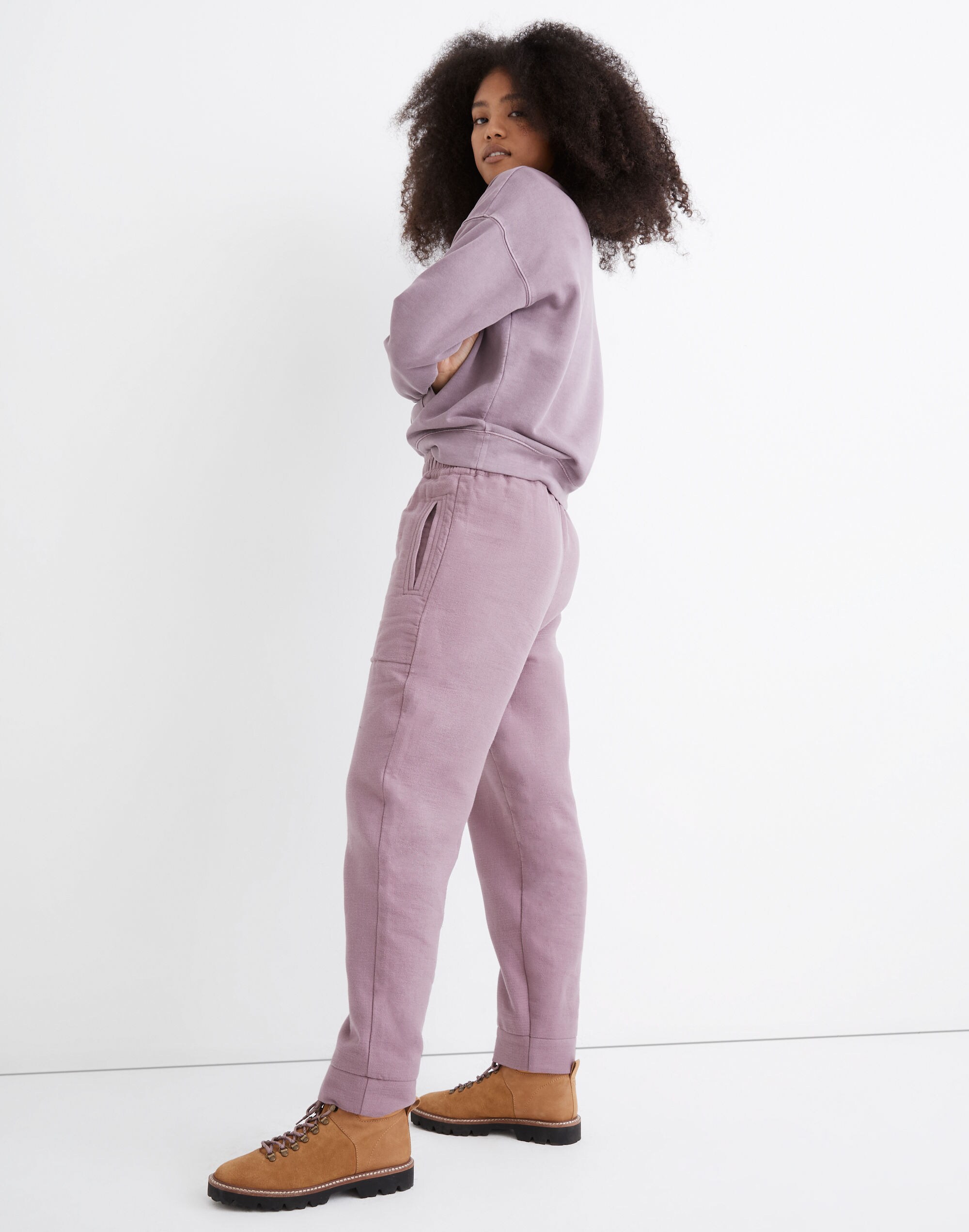 Petite Waffleback Pull-On High-Rise Tapered Pants