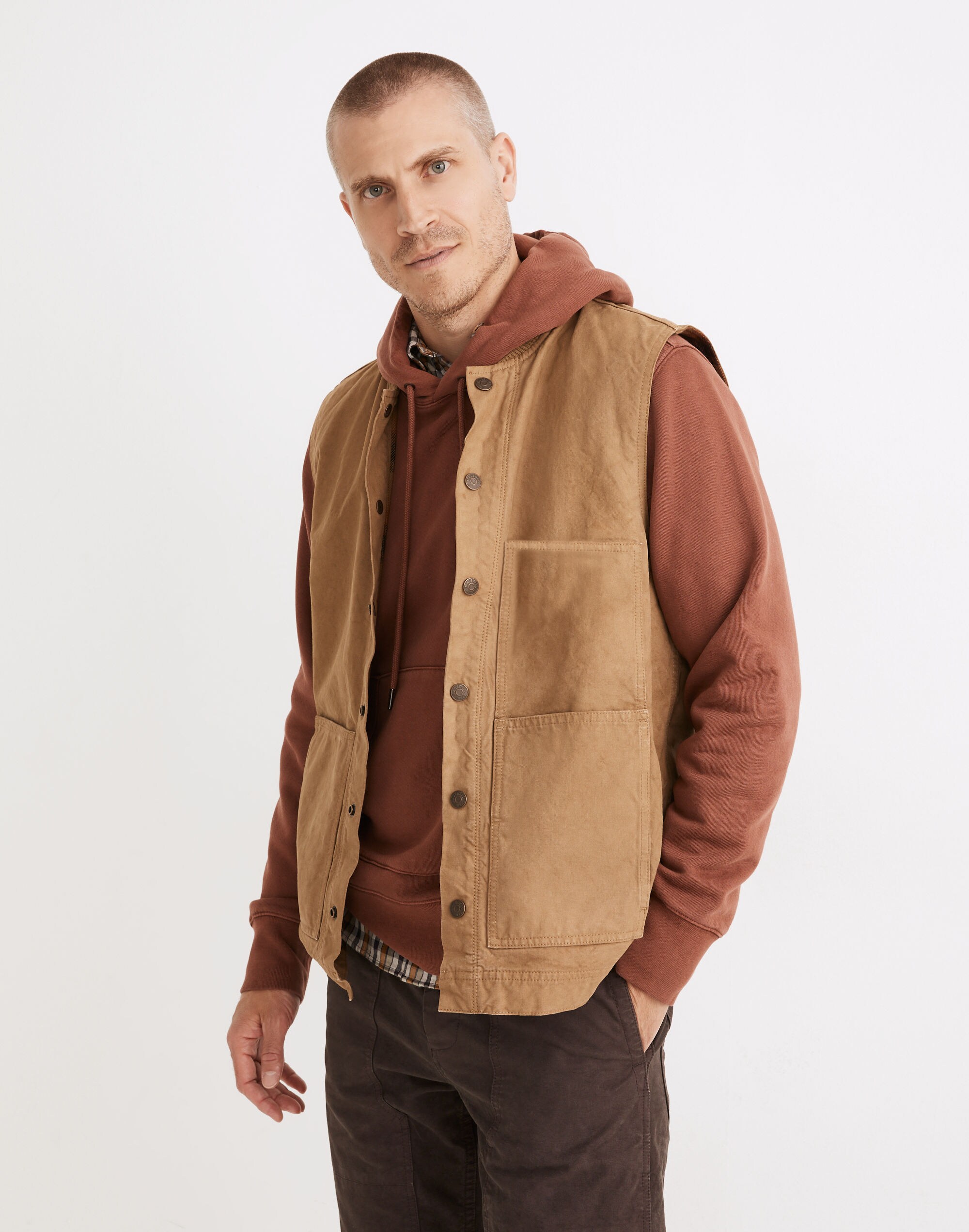 Flannel-Lined Canvas Workwear Vest