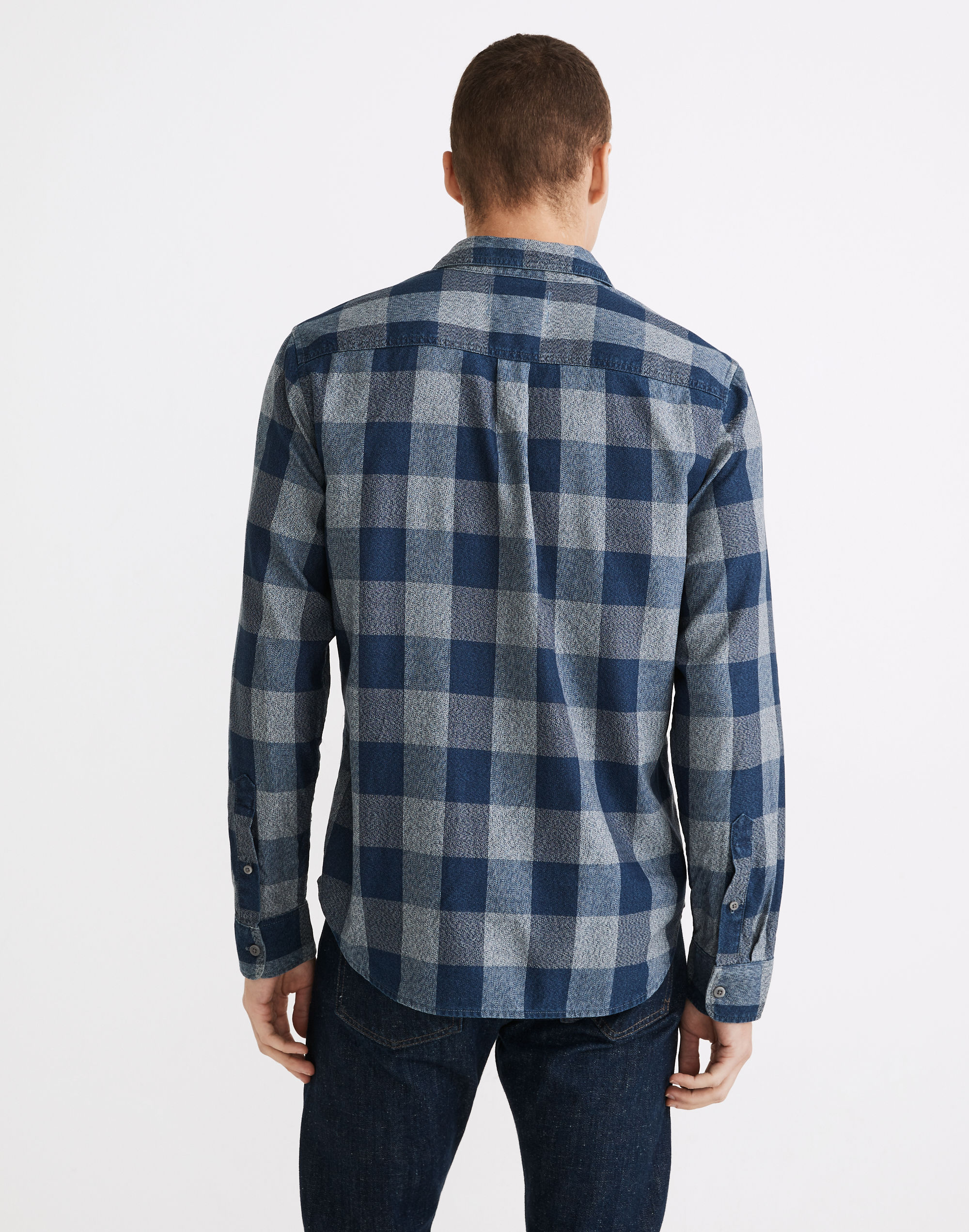 Perfect Long-Sleeve Shirt in Indigo Buffalo Check