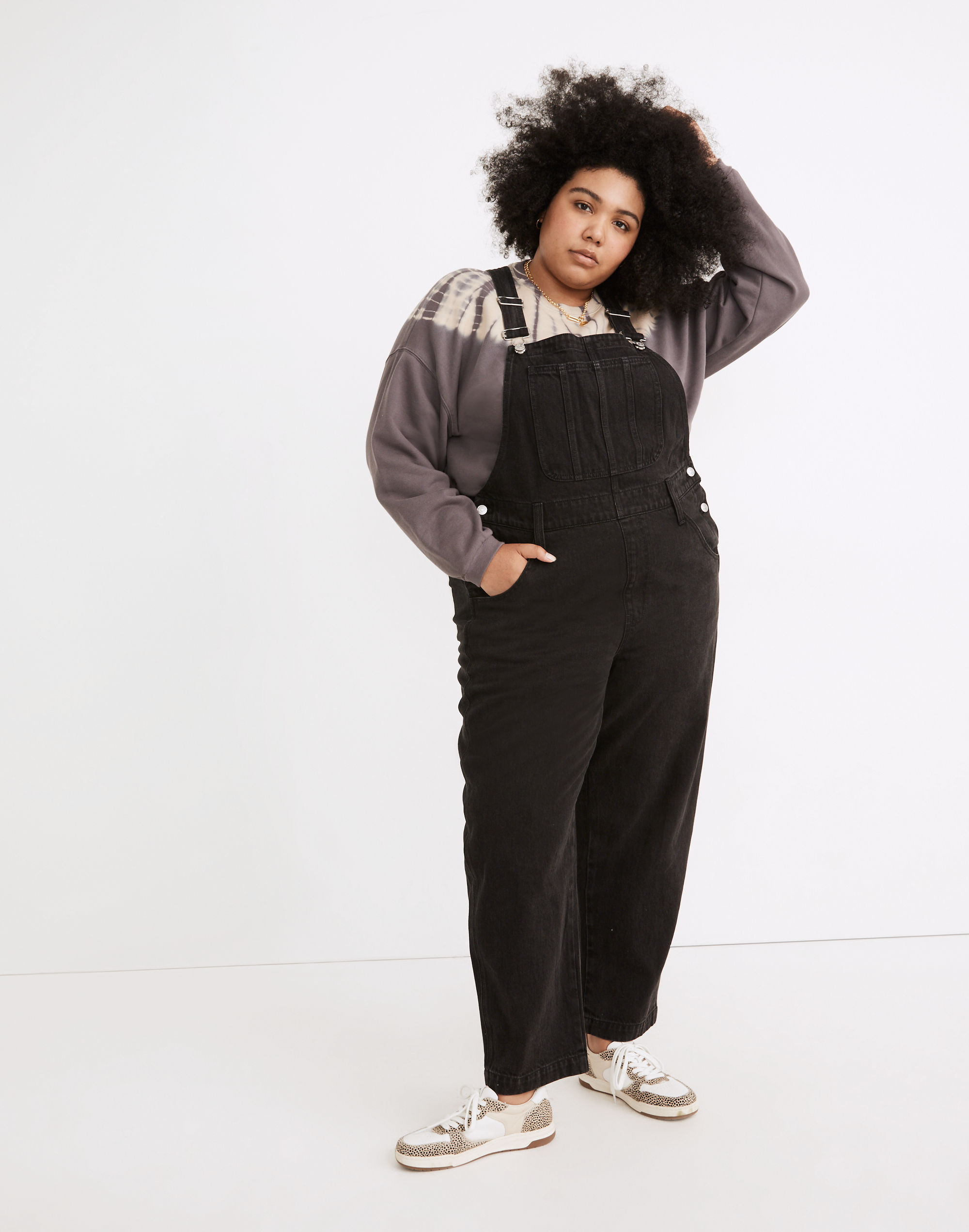 Plus Straight-Leg Overalls in Lunar Wash