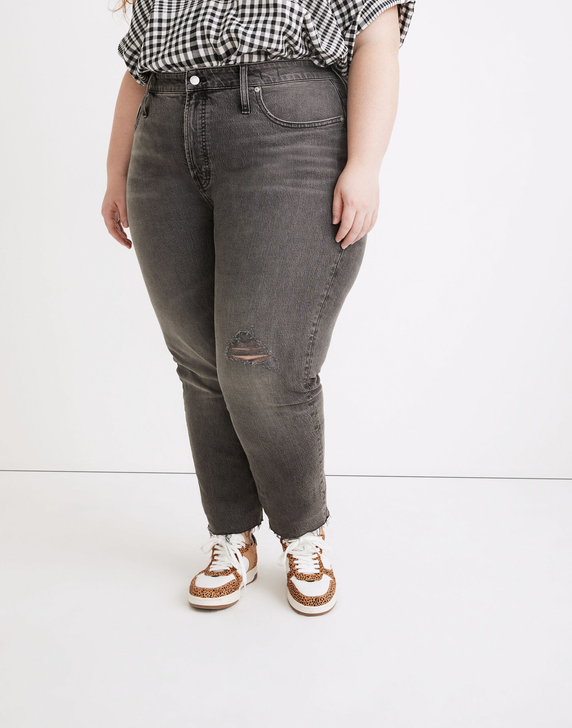 The Plus Perfect Vintage Jean in Cosner Wash: Knee-Rip Edition