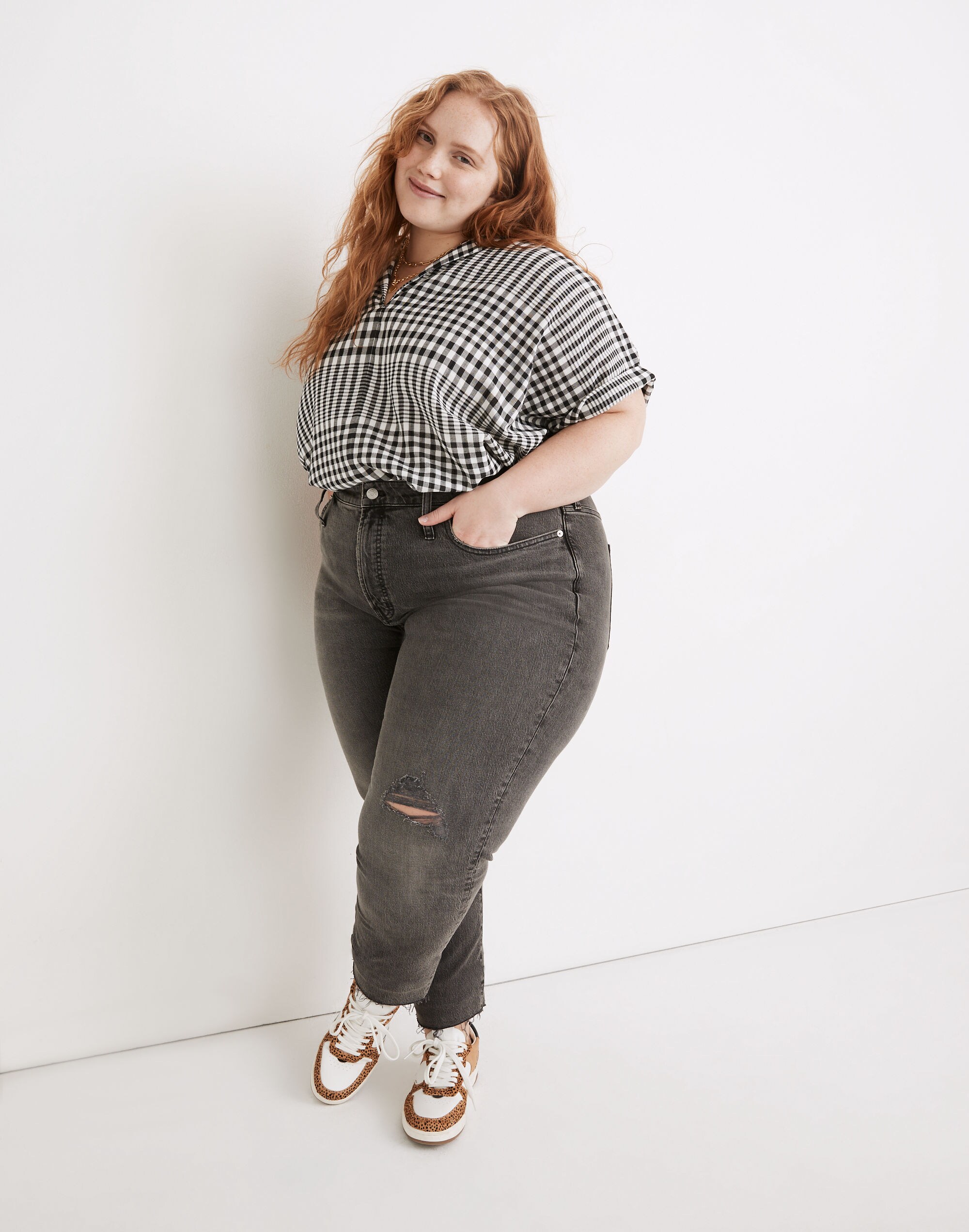 The Plus Perfect Vintage Jean in Cosner Wash: Knee-Rip Edition