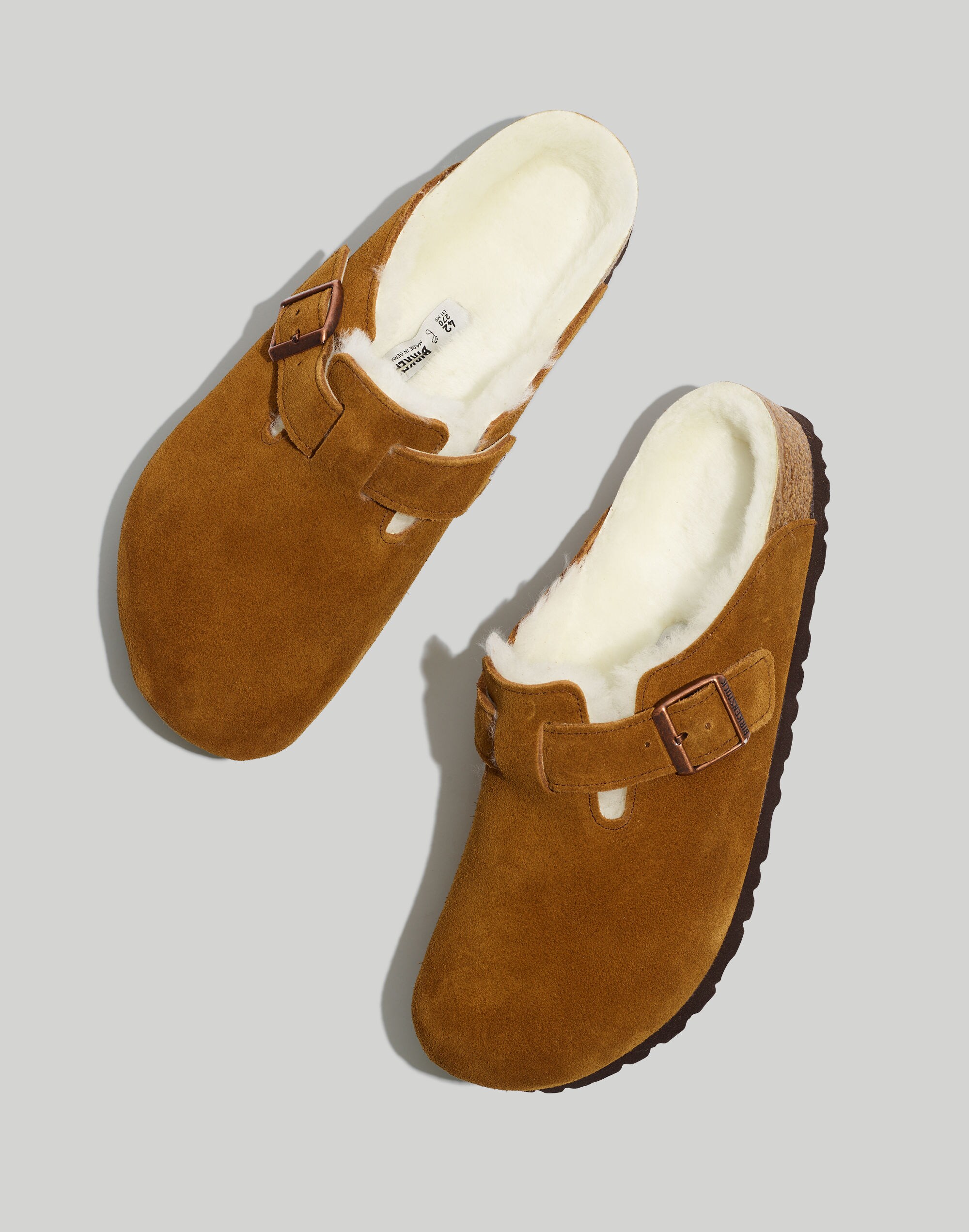 Birkenstock&reg; Suede Boston Clogs in Shearling