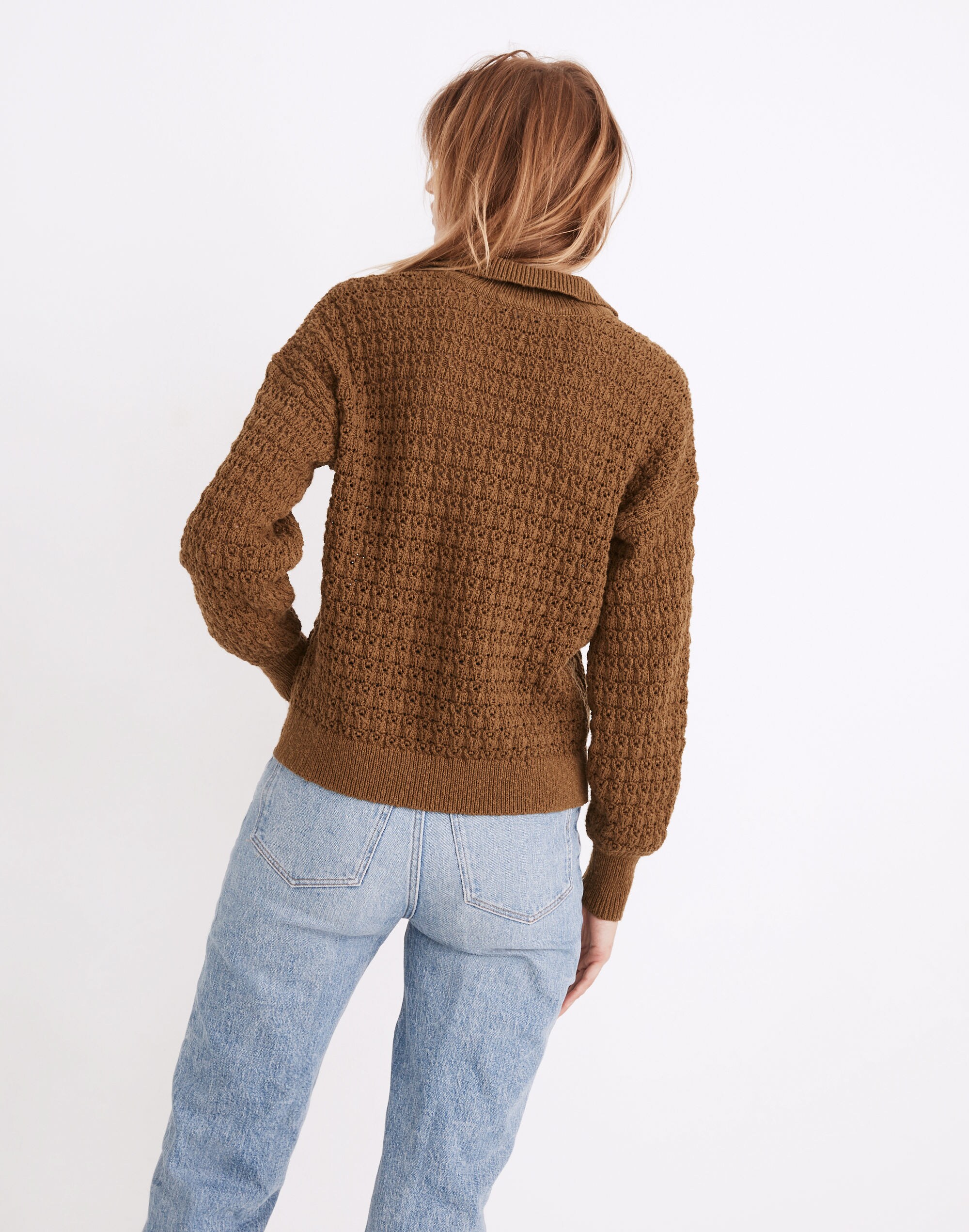 Sunbury Open-Stitch Polo Sweater