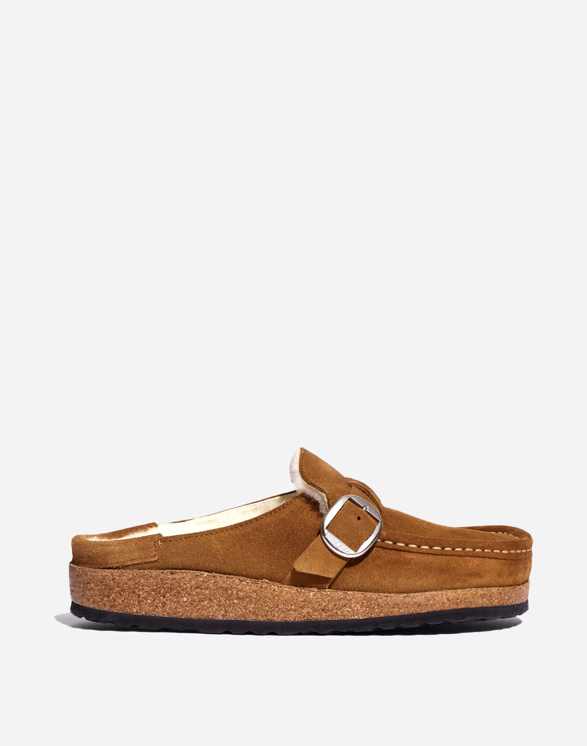 birkenstock&reg; suede buckley clogs in shearling