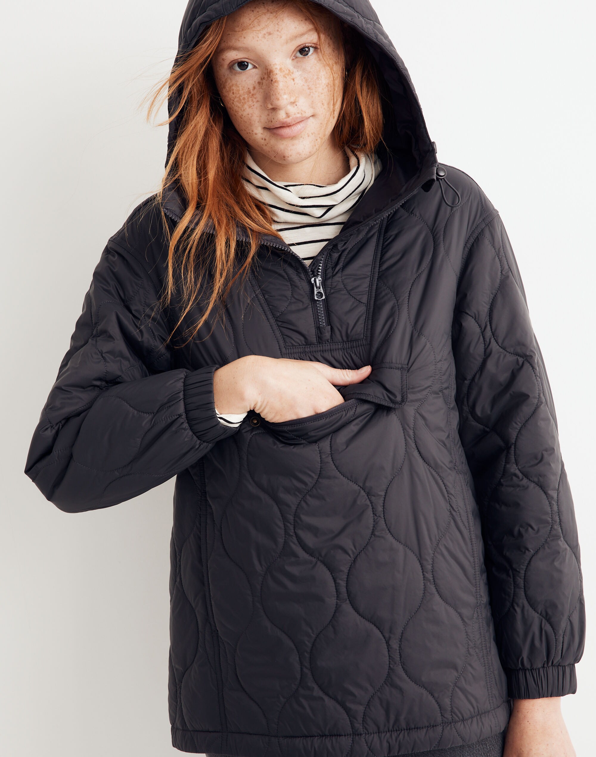 Quilted Packable Popover Puffer Jacket