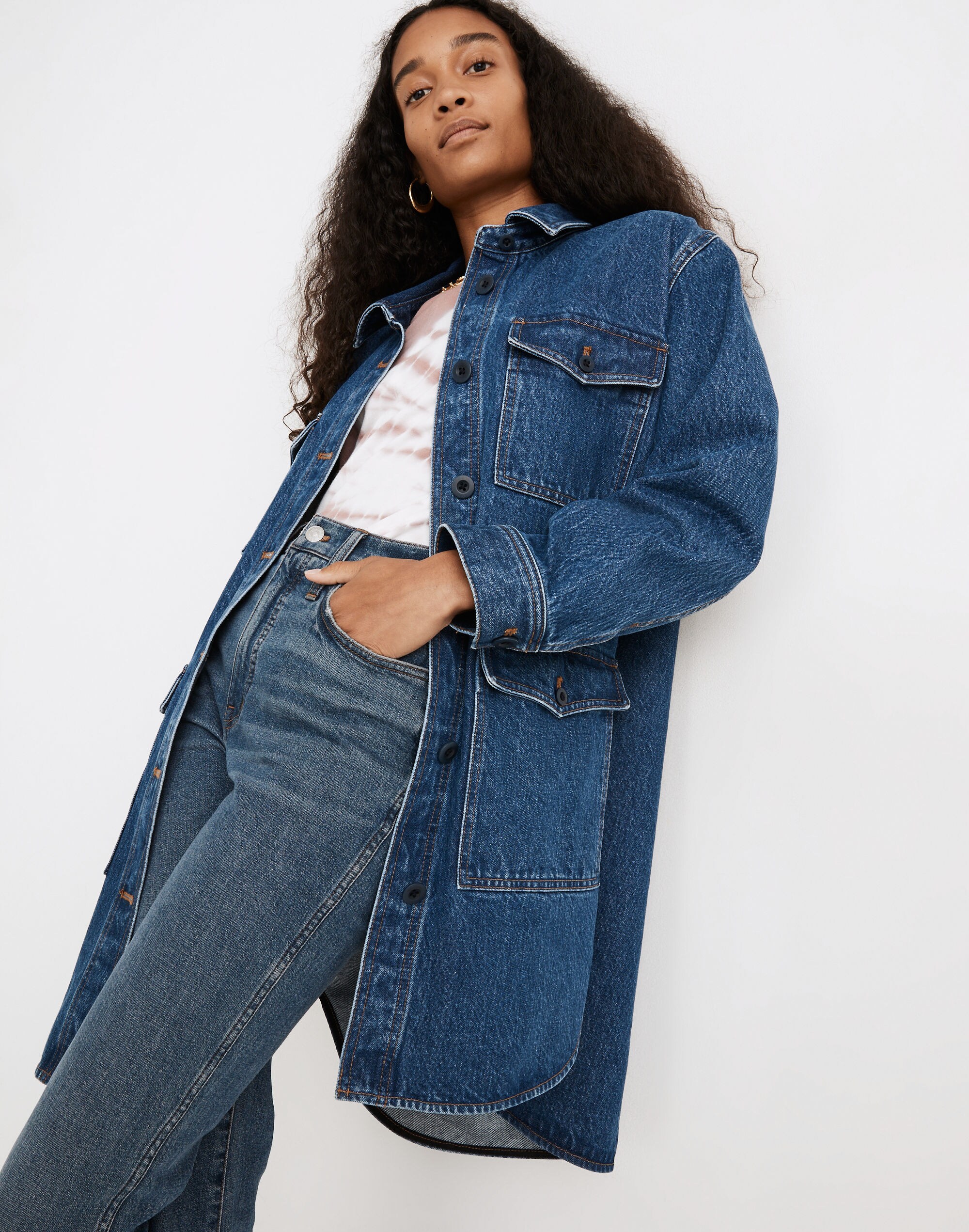 Denim Oversized Chore Coat in Laurelton Wash