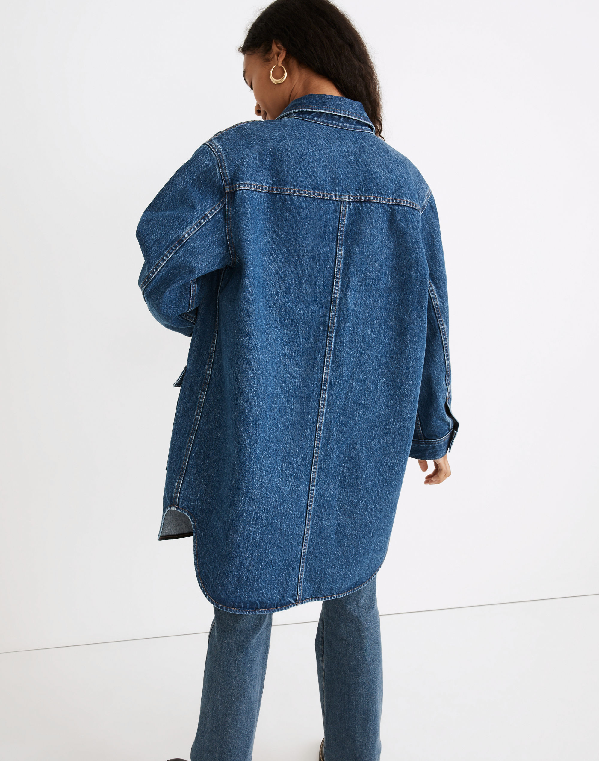 Denim Oversized Chore Coat in Laurelton Wash
