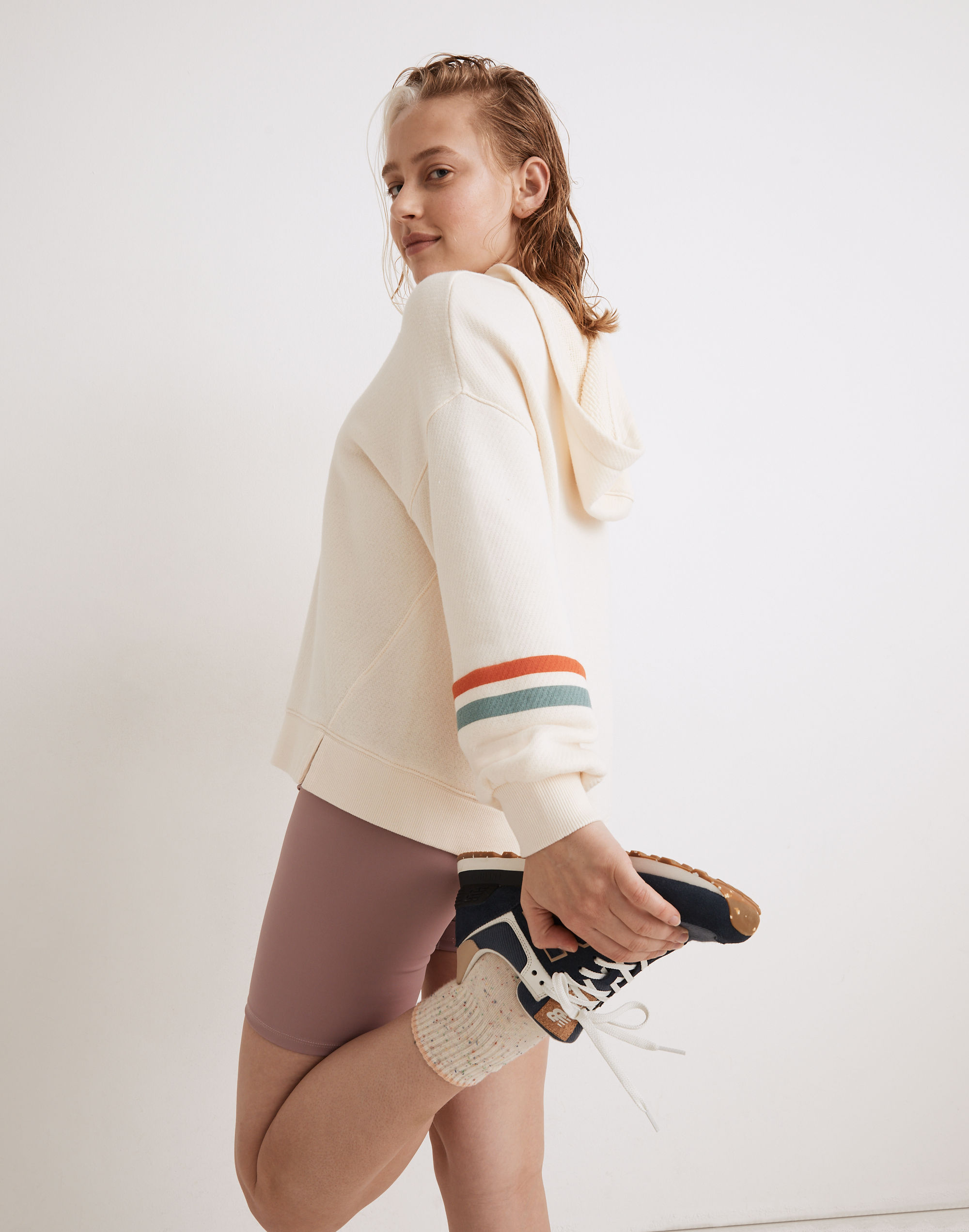 MWL Airyterry Hoodie Sweatshirt: Stripe-Sleeve Edition