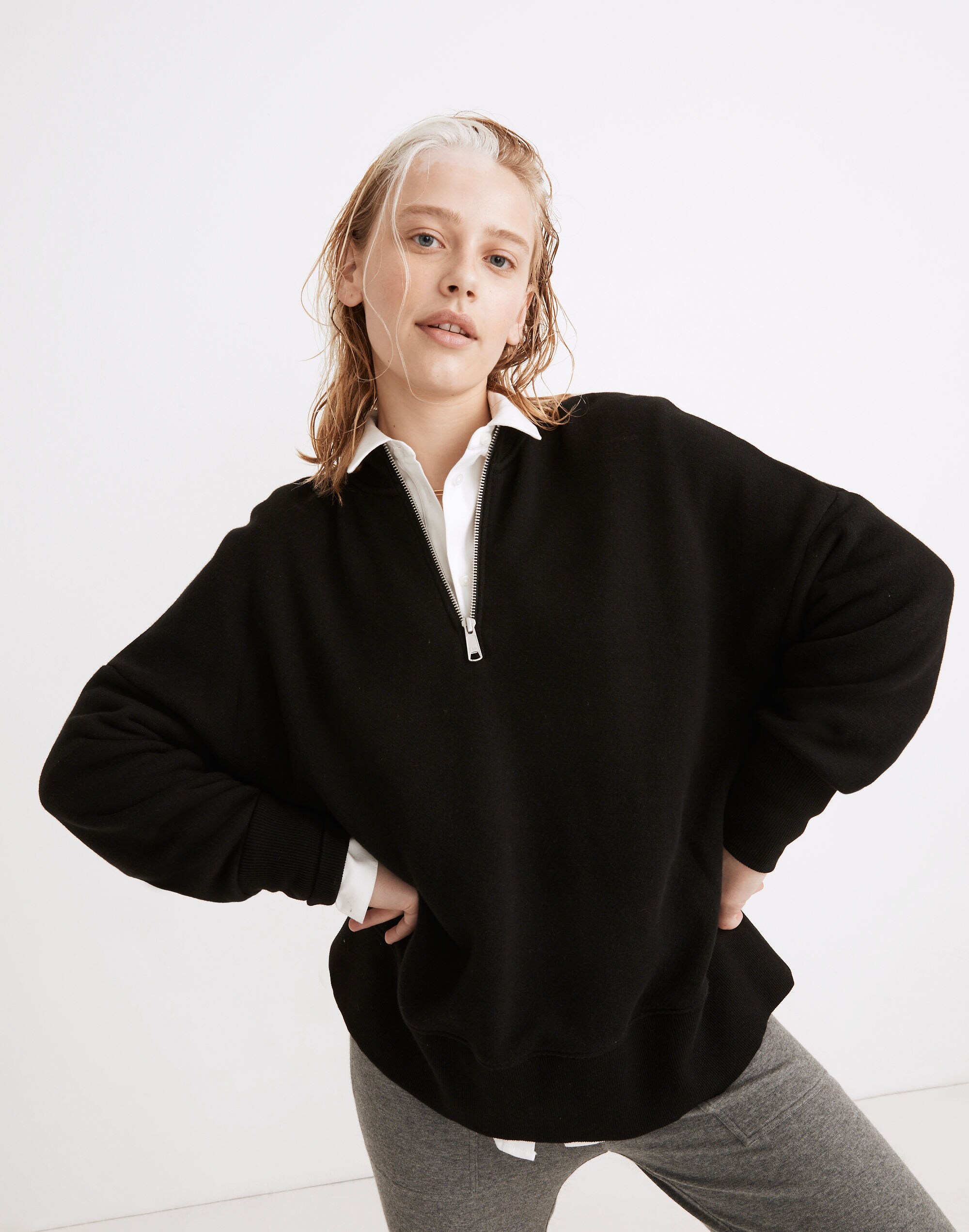 MWL Airyterry Half-Zip Tunic Sweatshirt