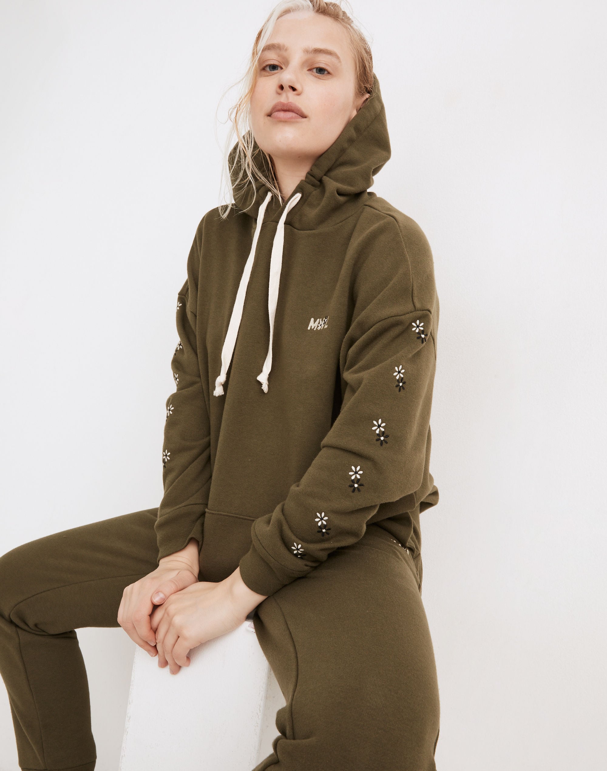 mwl easygoing hoodie sweatshirt: flower embroidered edition