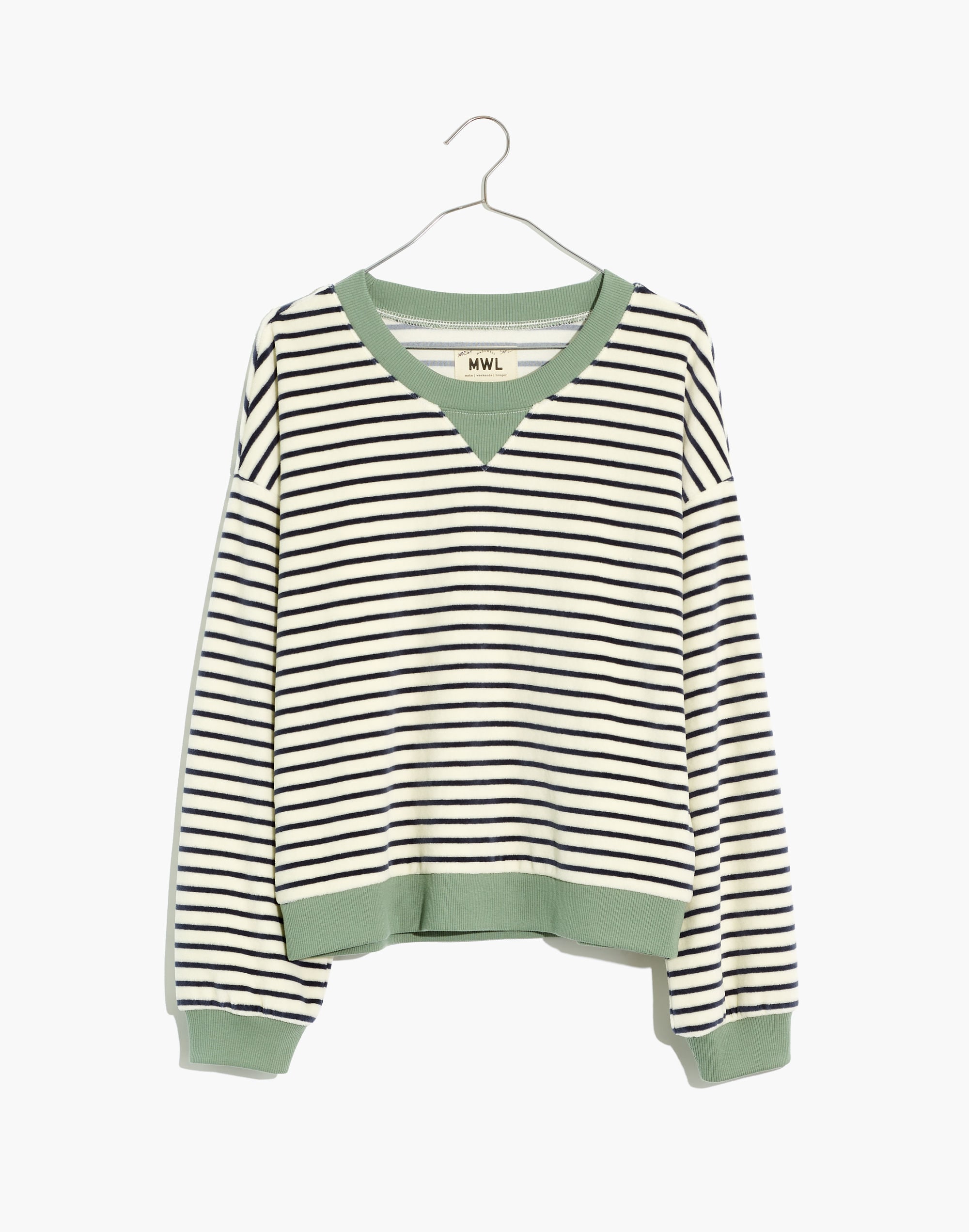 MWL Velour Crewneck Sweatshirt in Stripe