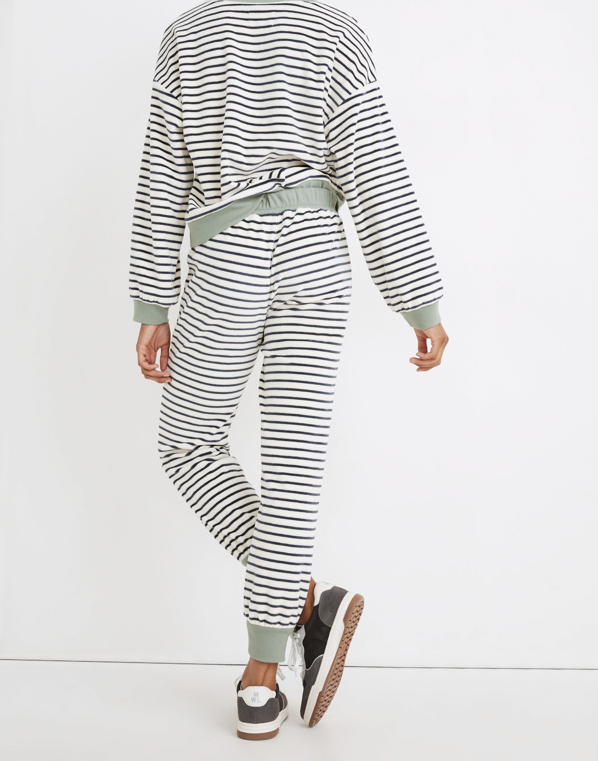 MWL Velour Slim Joggers in Stripe