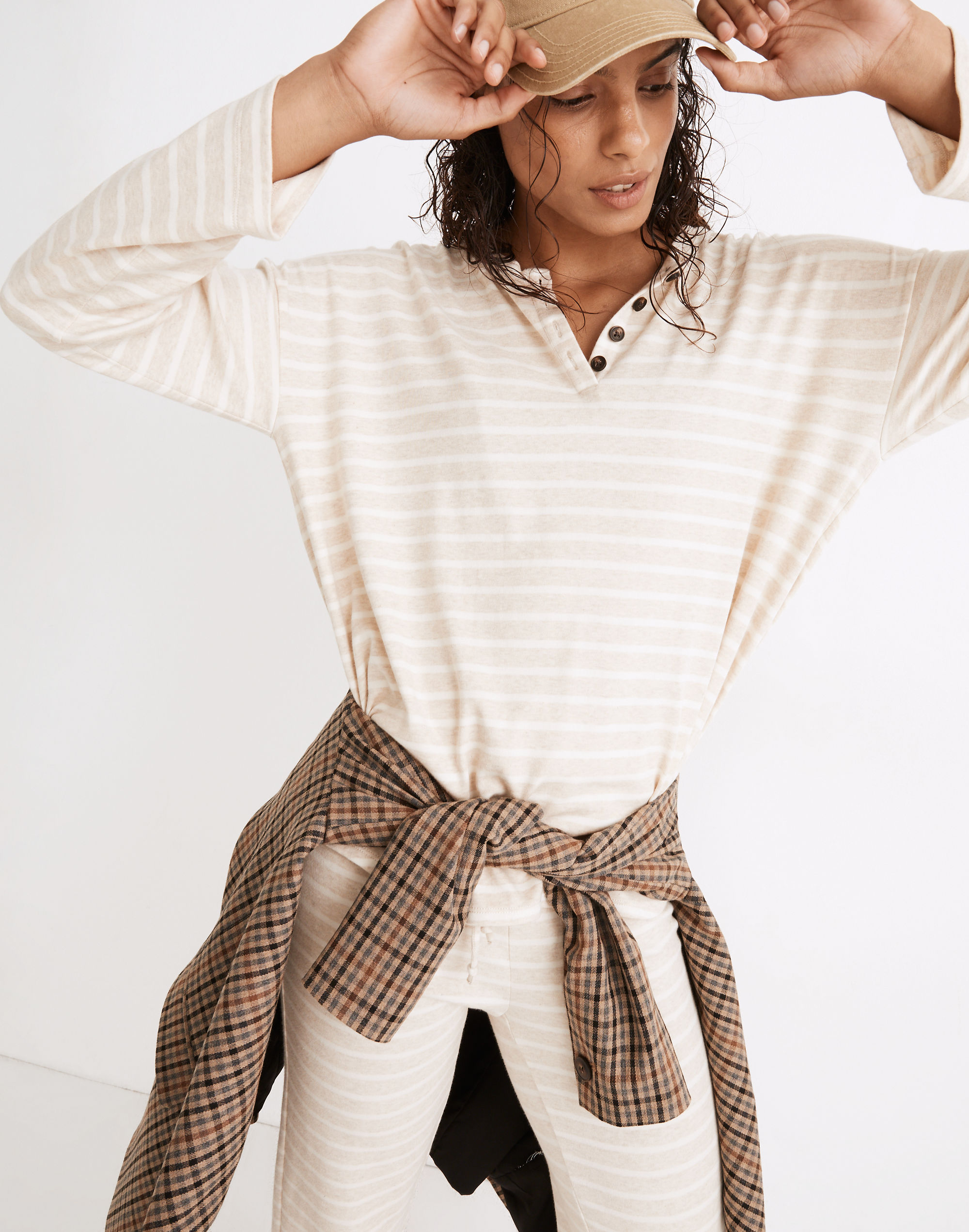 MWL Breeze Henley Shirttail Tee in Stripe