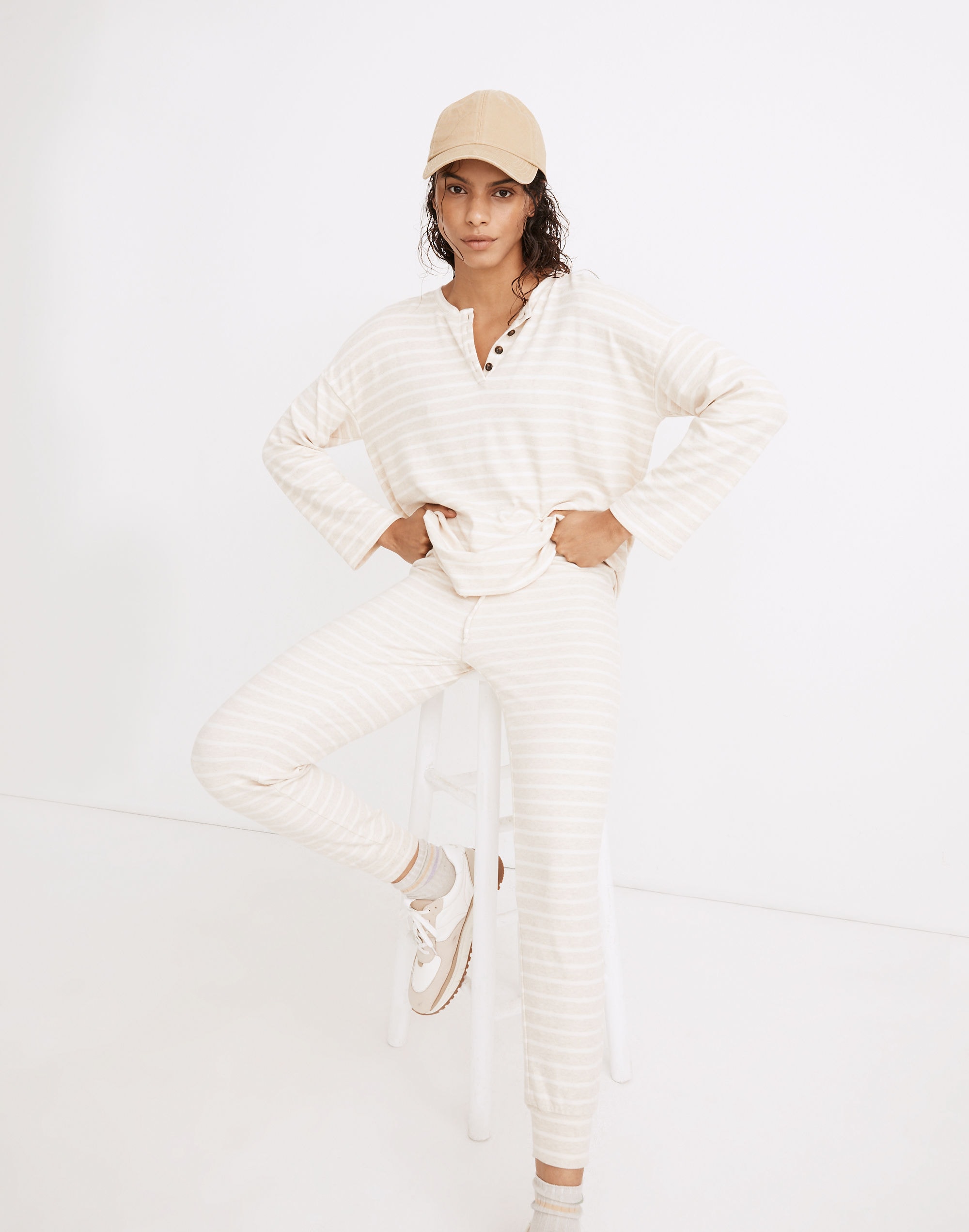 MWL Breeze Henley Shirttail Tee in Stripe