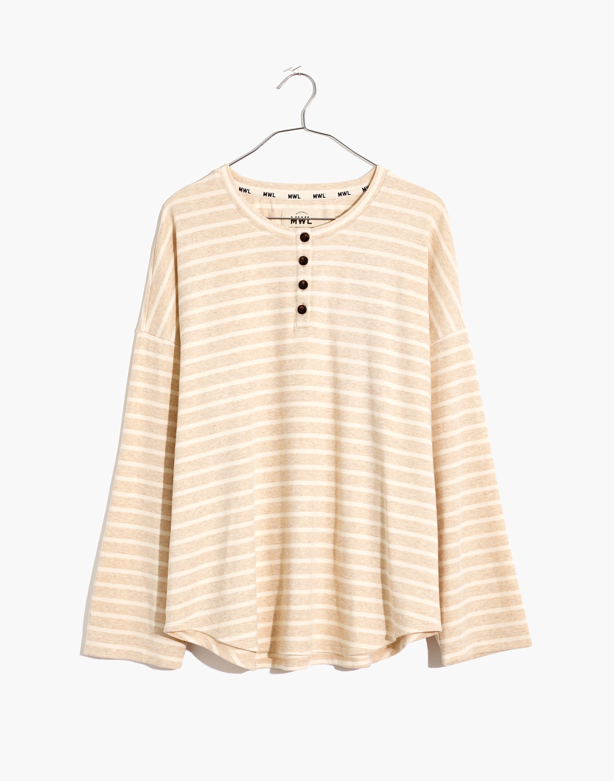 MWL Breeze Henley Shirttail Tee in Stripe