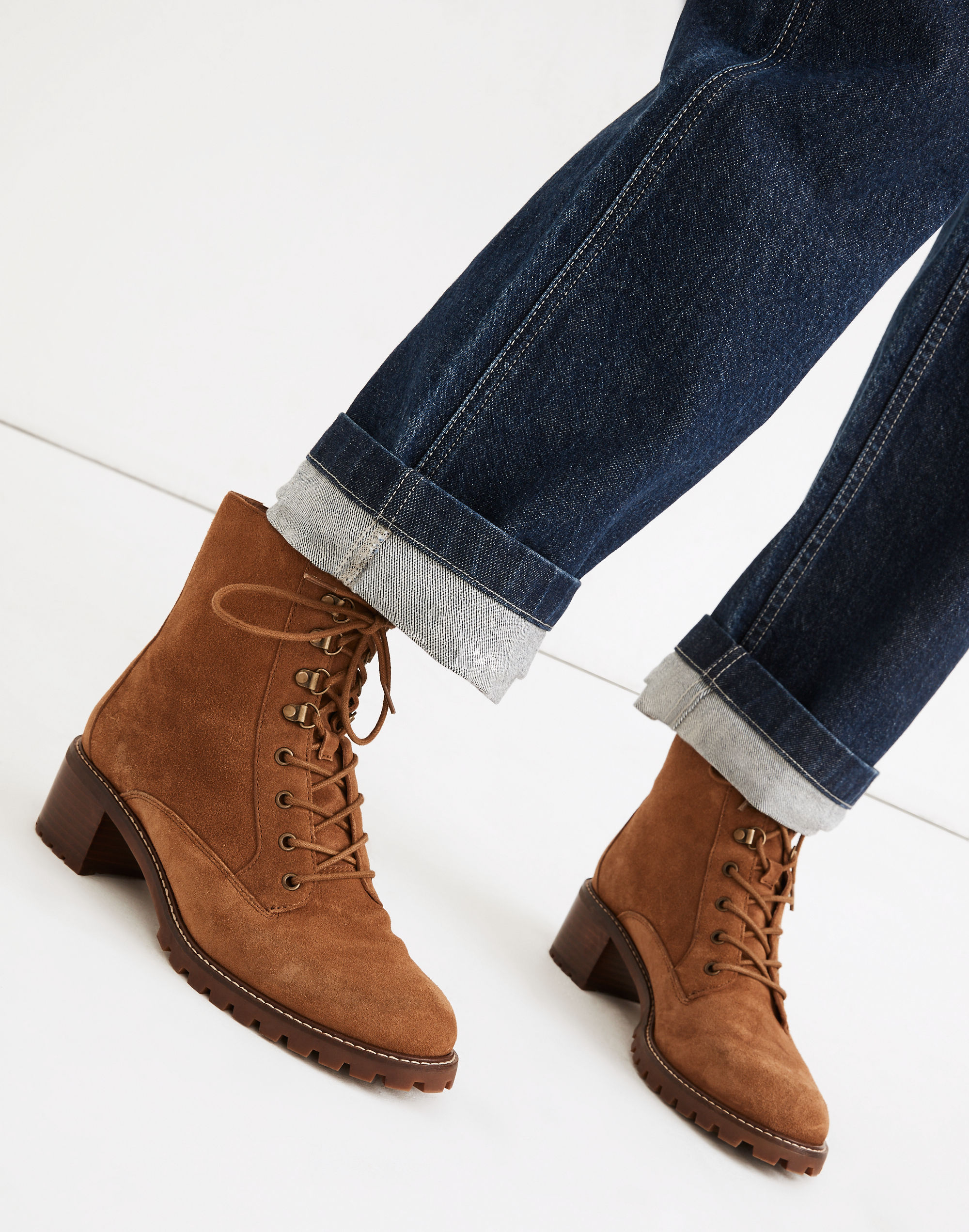 The Julien Lace-Up Lugsole Boot in Suede