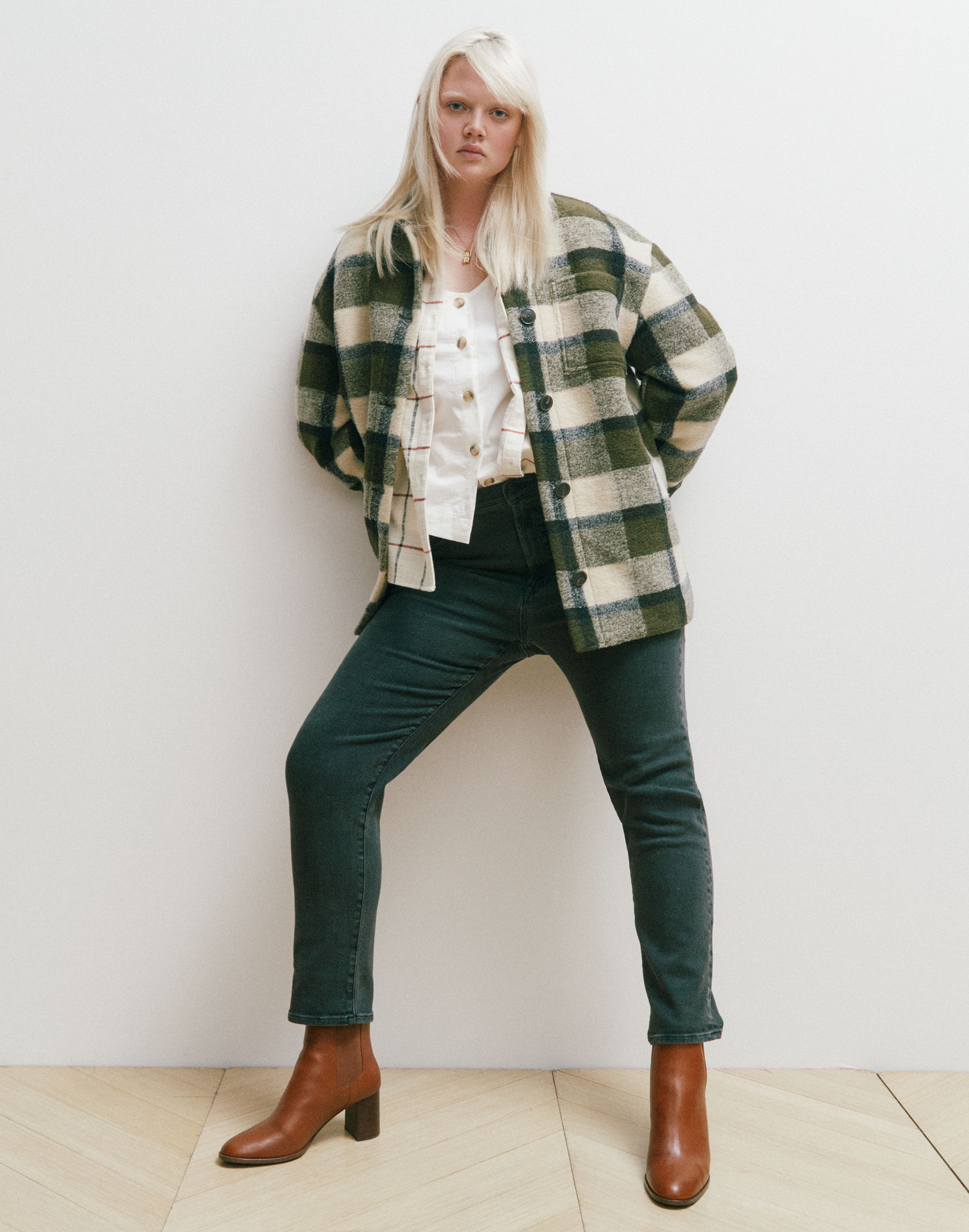 Petite Belrose Shirt-Jacket in Maran Plaid