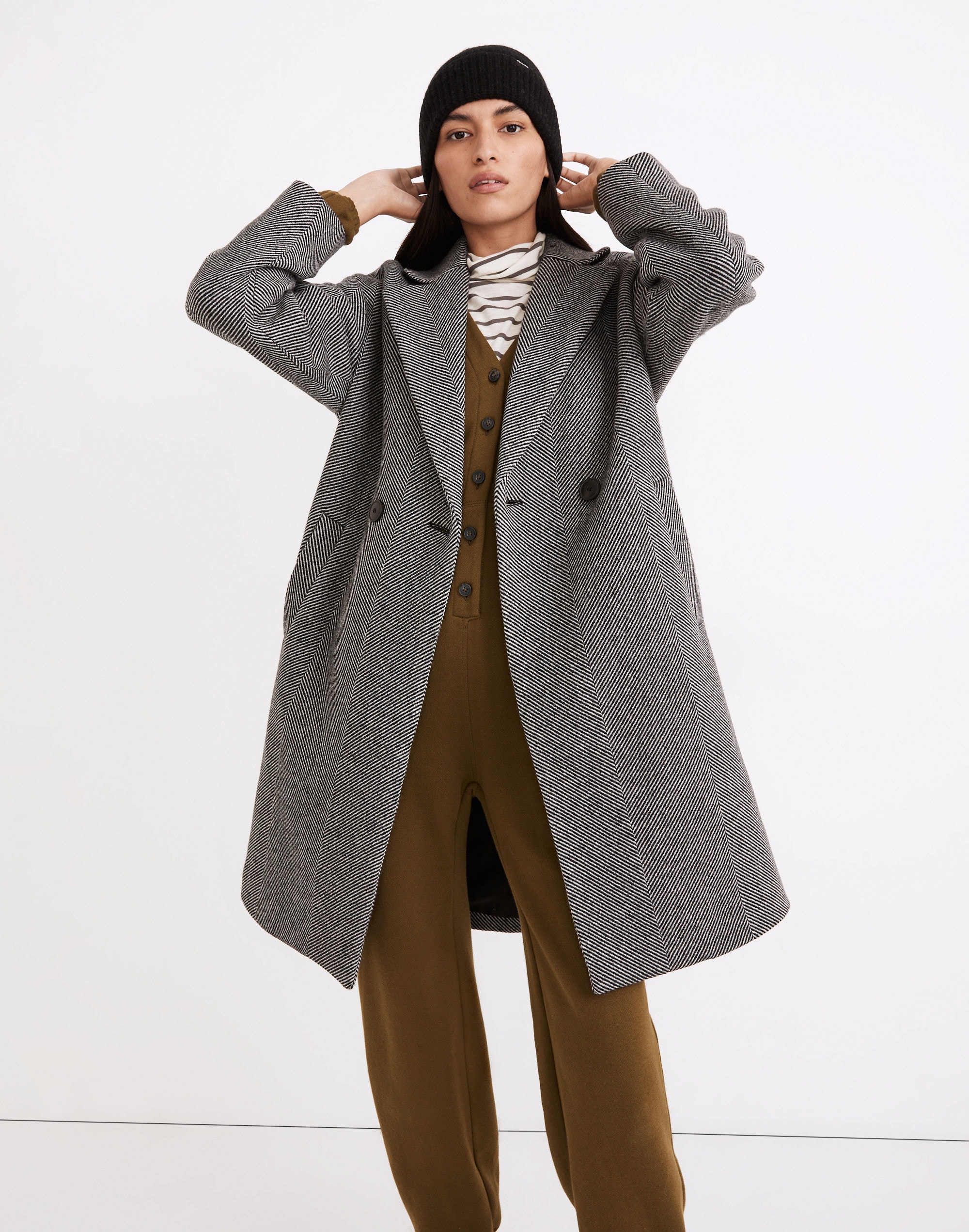 averdon coat in herringbone insuluxe fabric