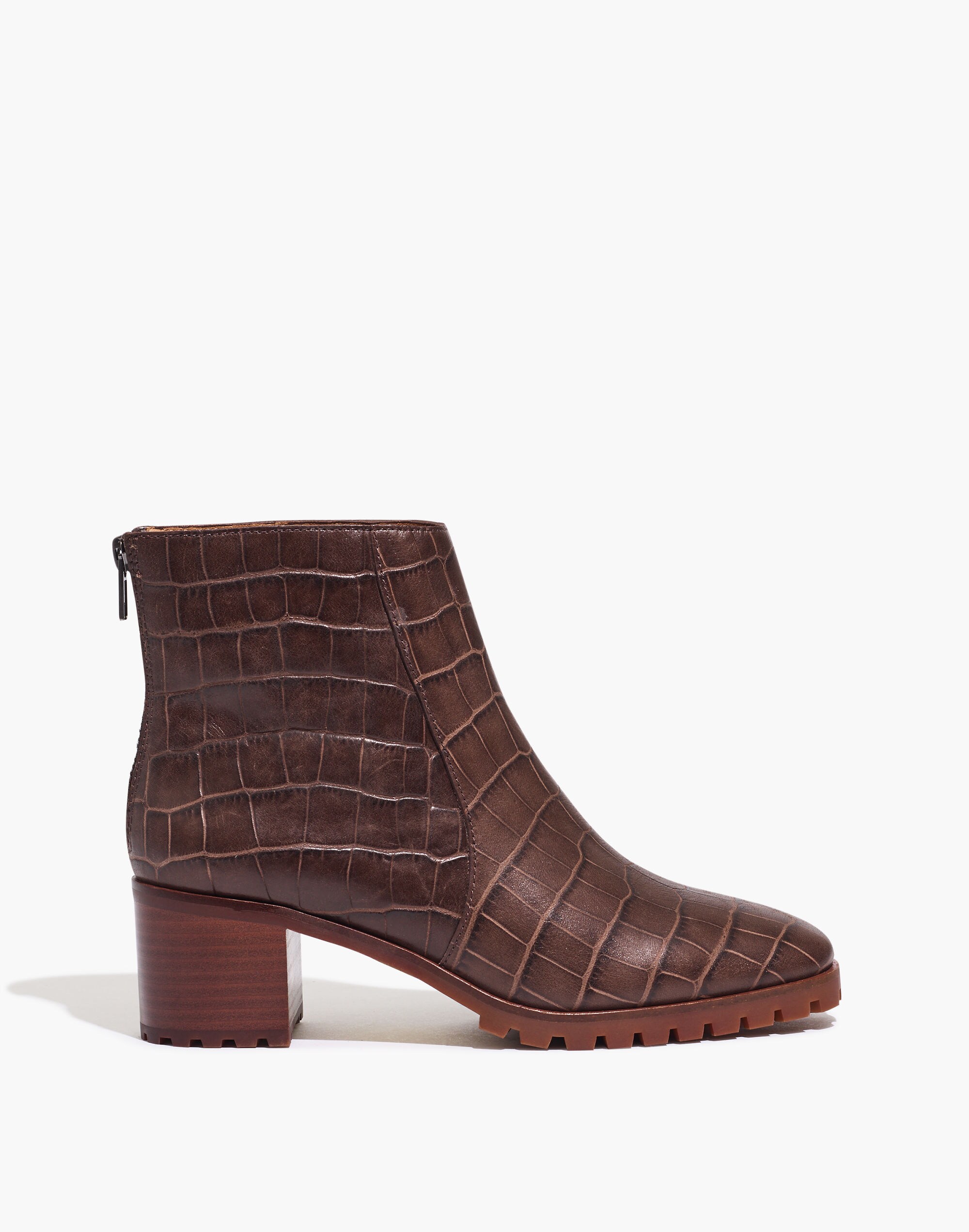 The Katie Lugsole Boot in Croc Embossed Leather