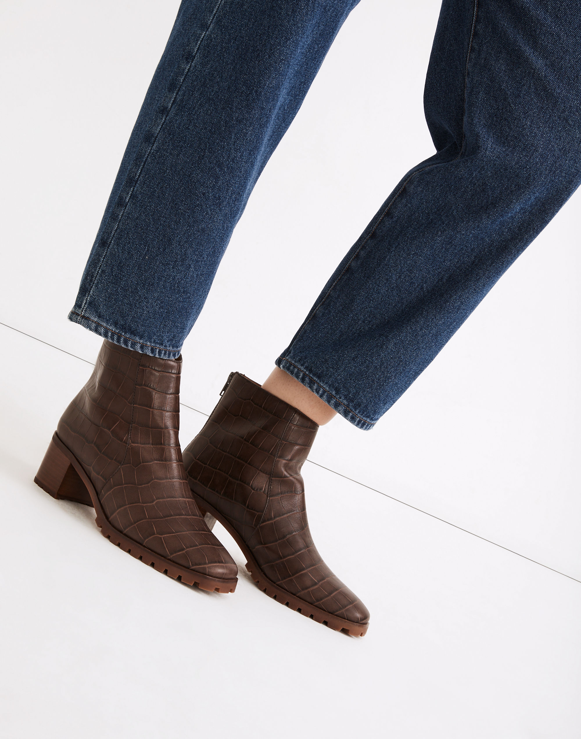 The Katie Lugsole Boot in Croc Embossed Leather