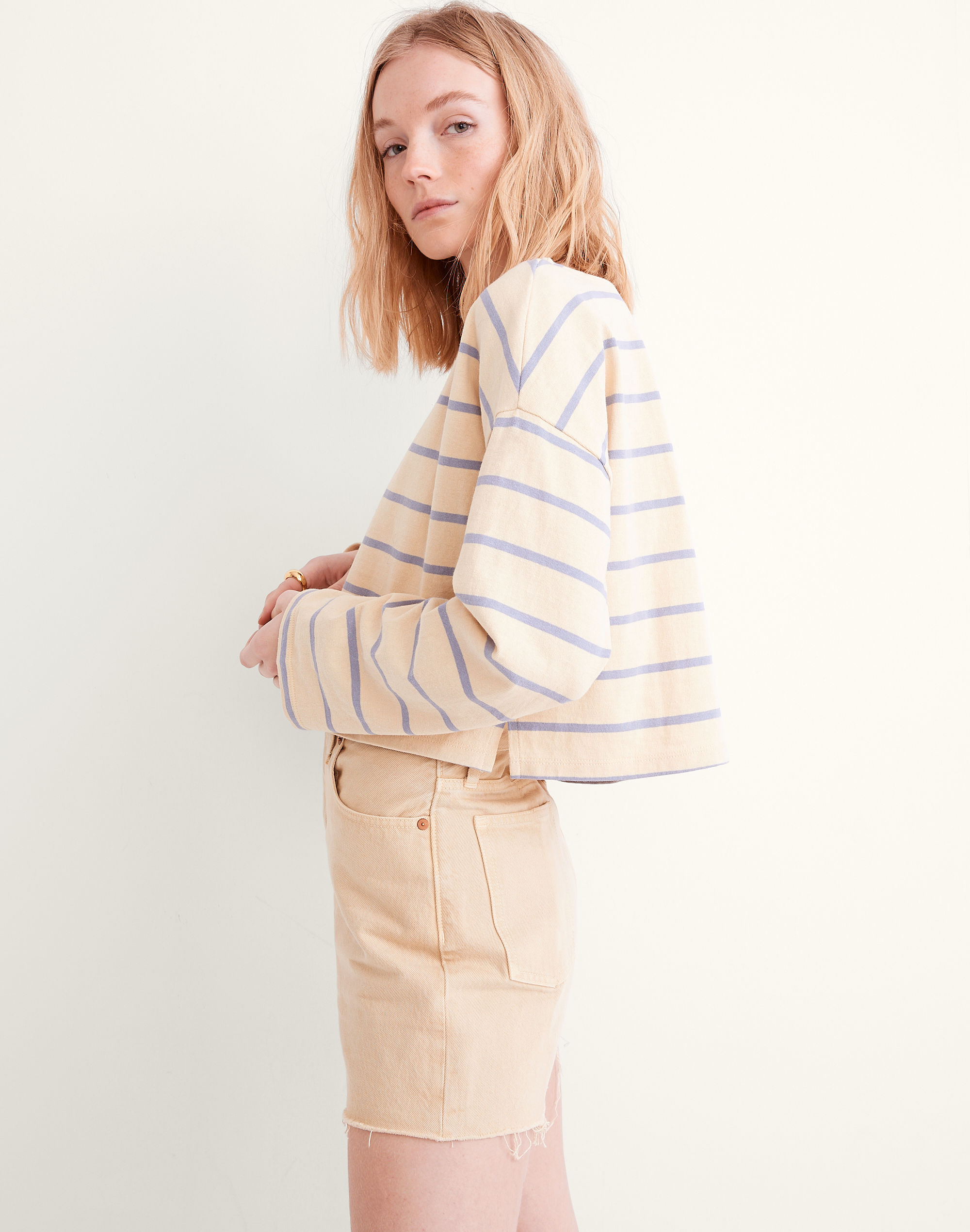 Supercrop Long-Sleeve Tee in Stripe