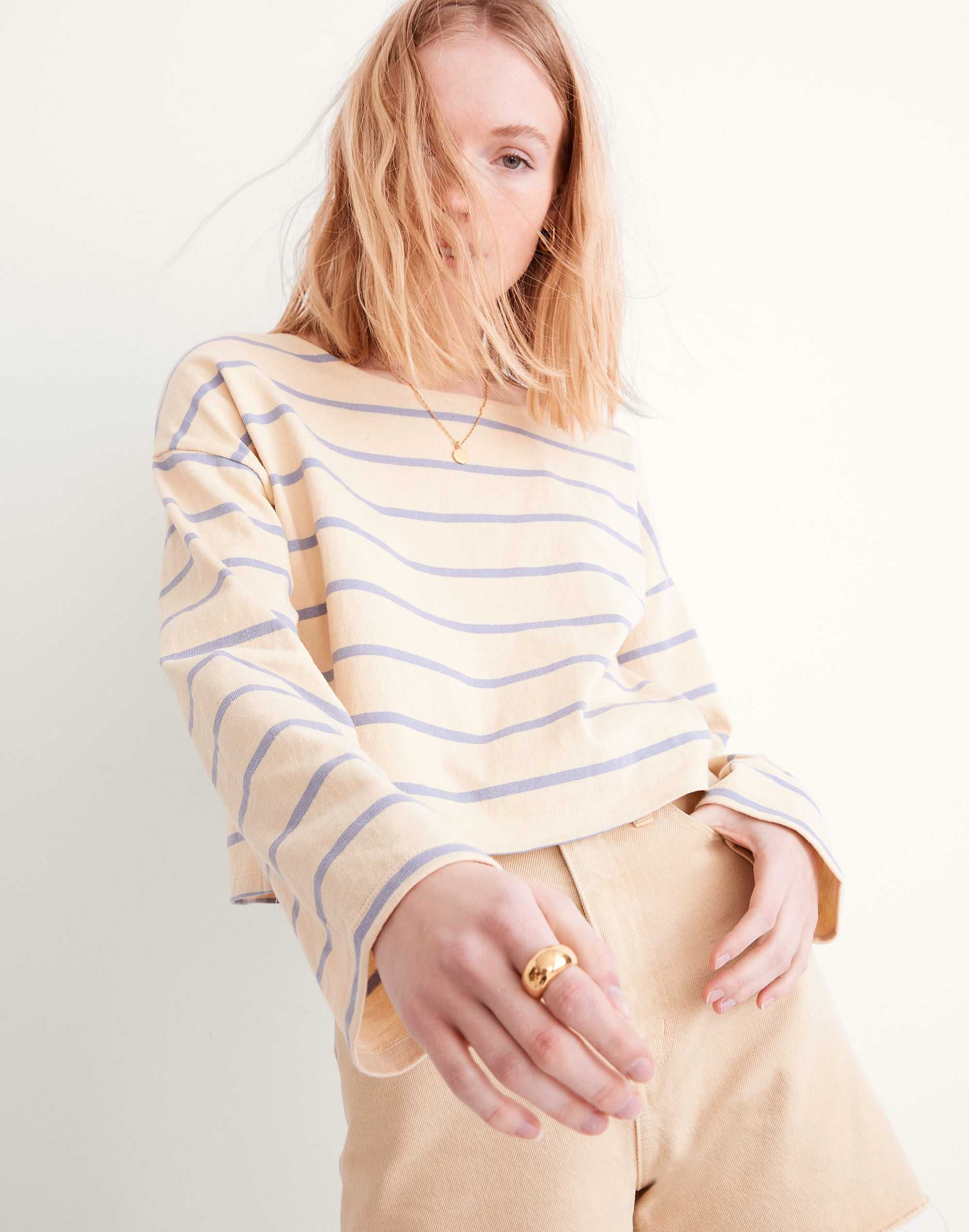 Supercrop Long-Sleeve Tee in Stripe