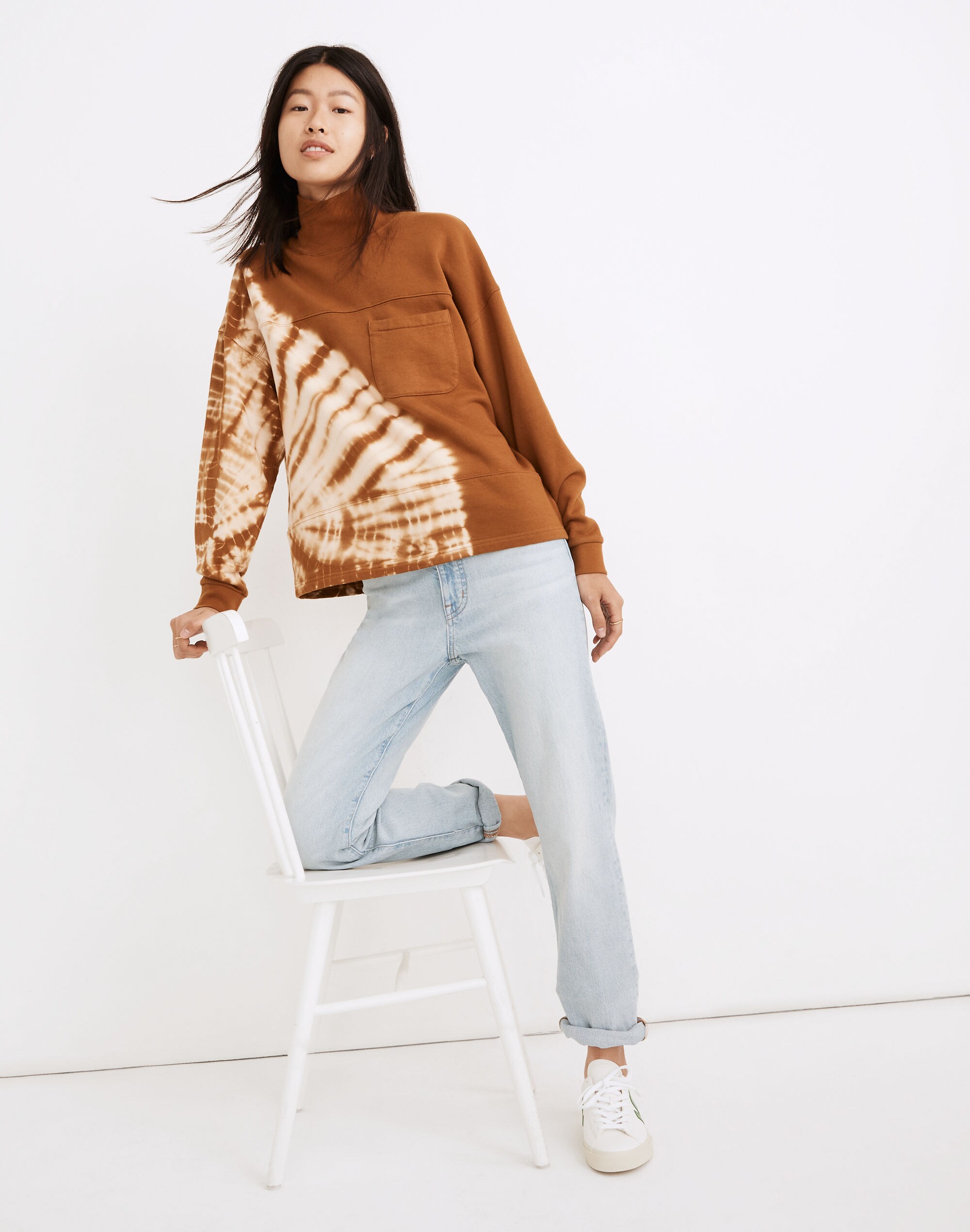 Tie-Dye (Re)sourced Cotton Mockneck Pocket Sweatshirt