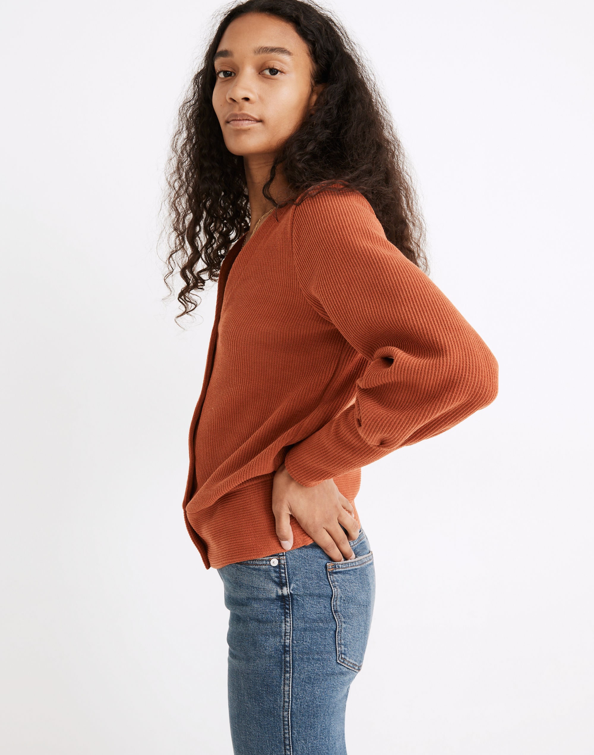 Ottoman Rib Cardigan Top